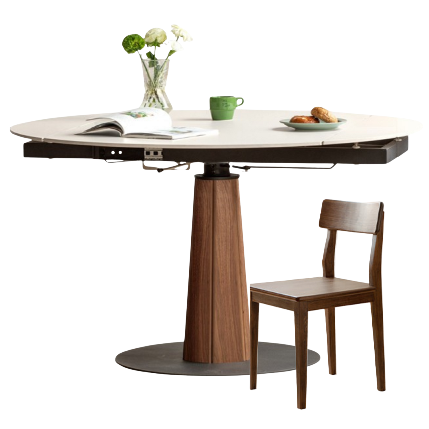 Cherry, Black Walnut, Ash Solid Wood Folding Retro Rock Plate Dining Table