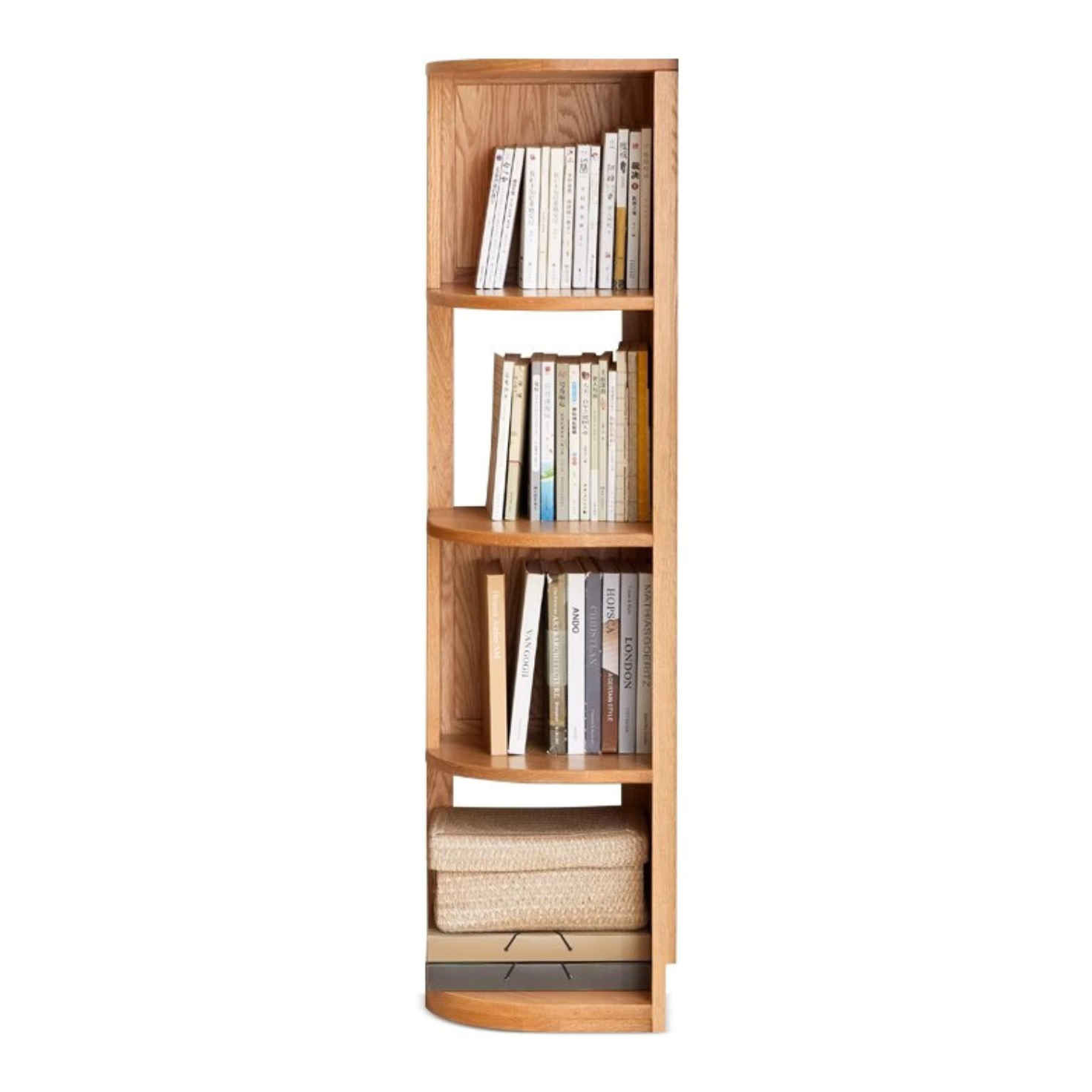 Ash, Oak, Solid RubbberWood Corner Bookshelf