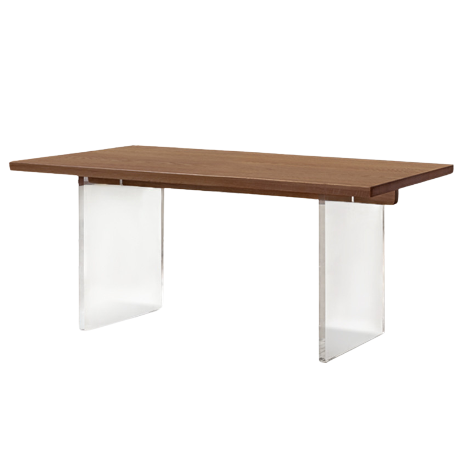 Oak, South American Walnut Solid Wood Acrylic Floating Large Size Dining Table