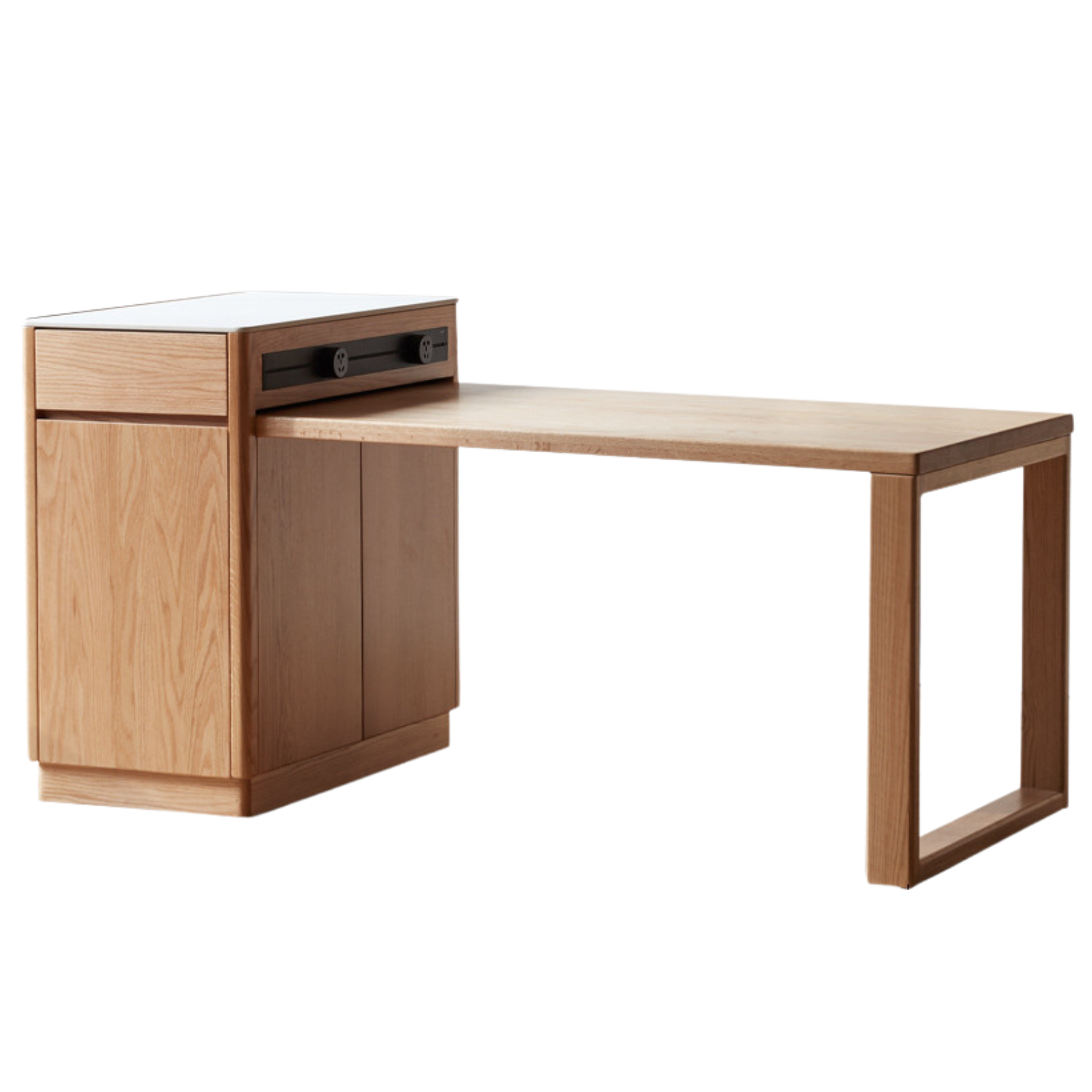 Oak Solid Wood Telescopic Island Rock Plate Dining Table