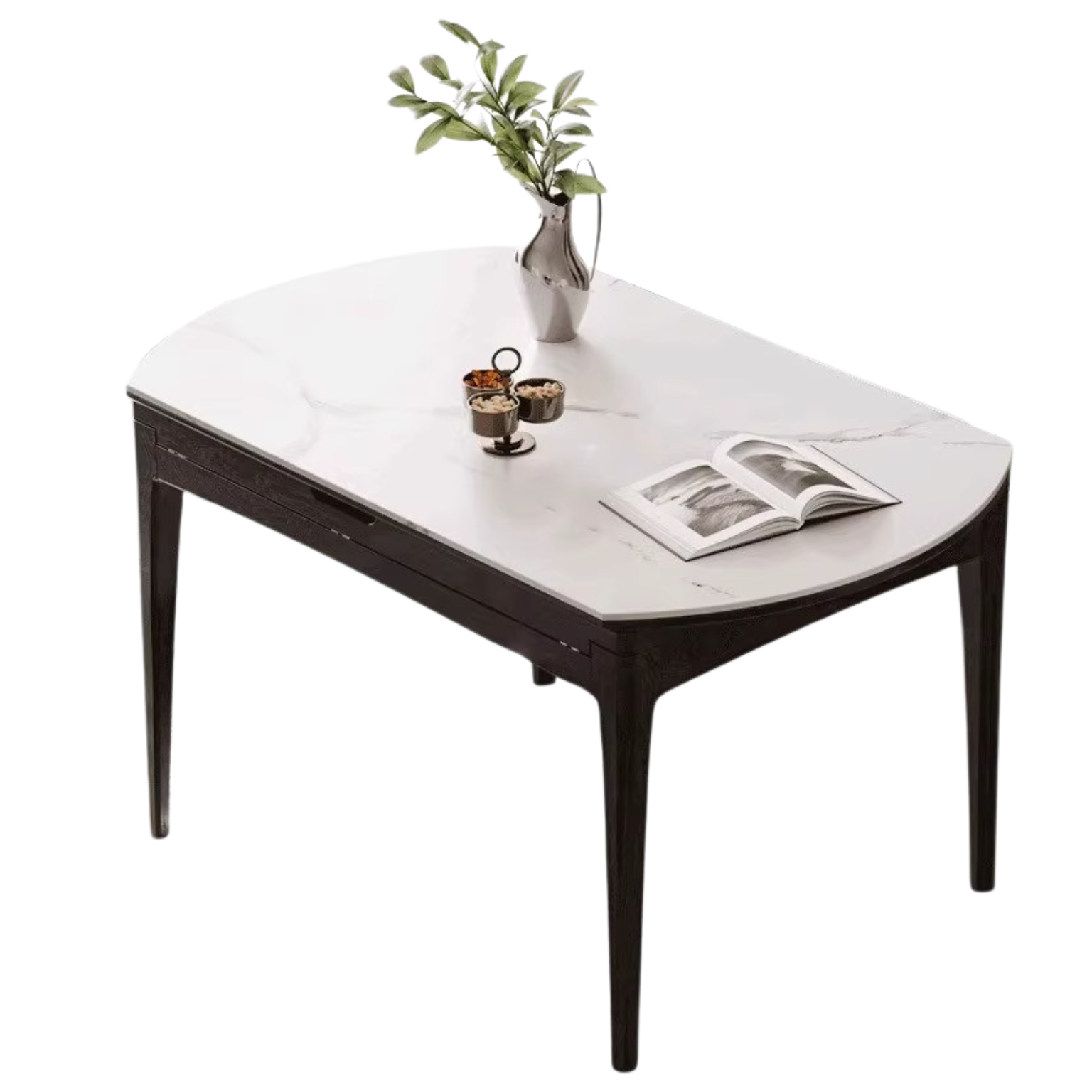 Oak Solid Wood Light Luxury Rock Slab Folding Dining Table