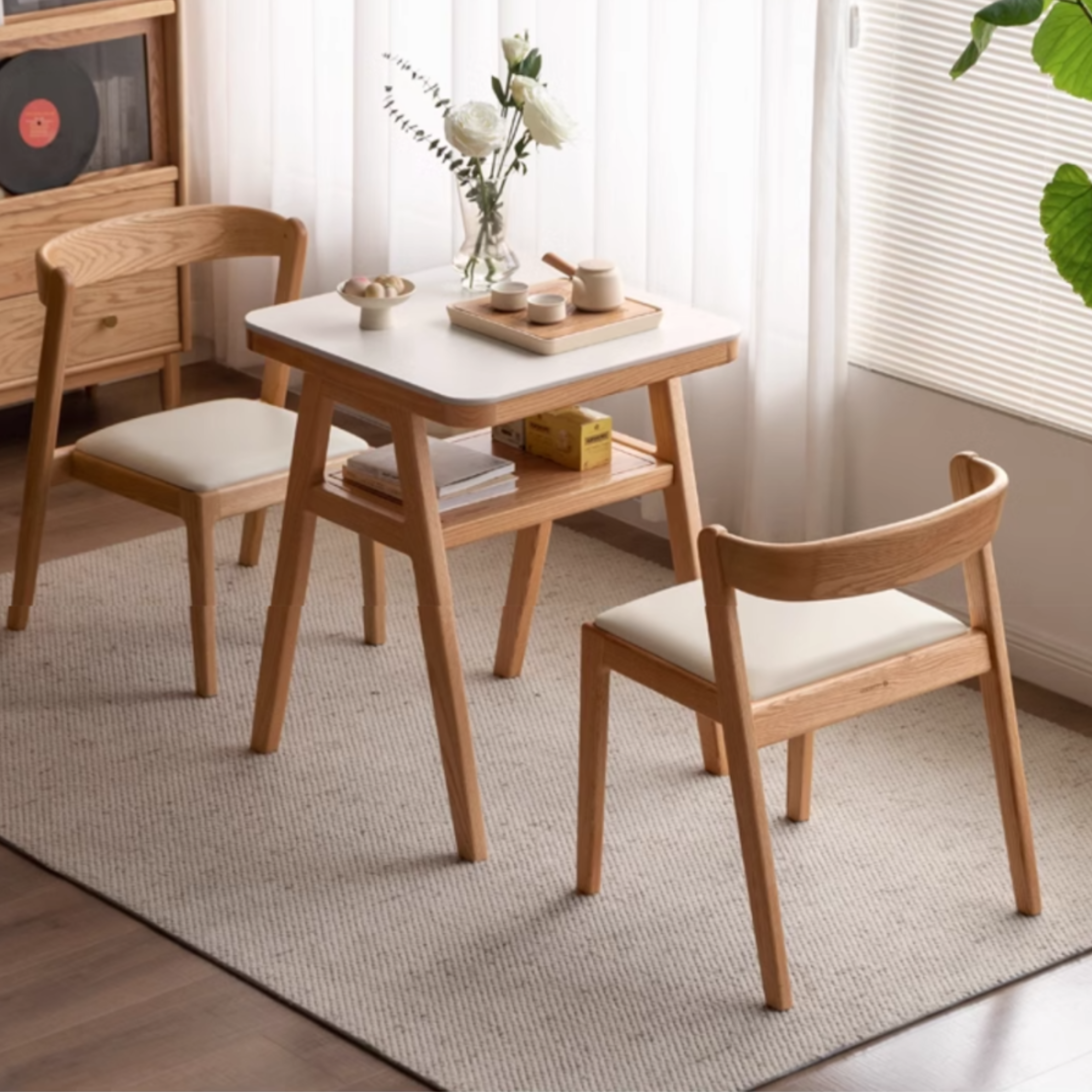 Oak Solid Wood Restaurant Rock Board Dining Table