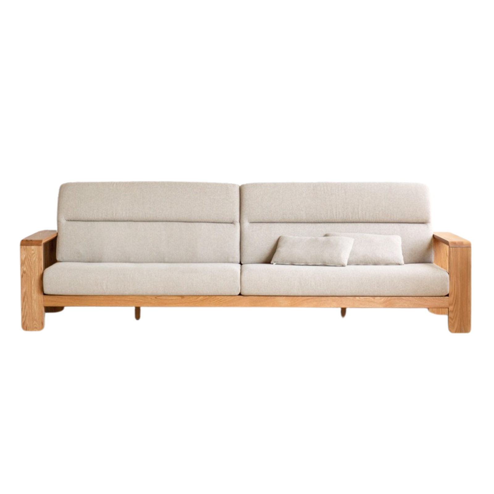 Oak Solid Wood Modern Log Style Corner Fabric Sofa.