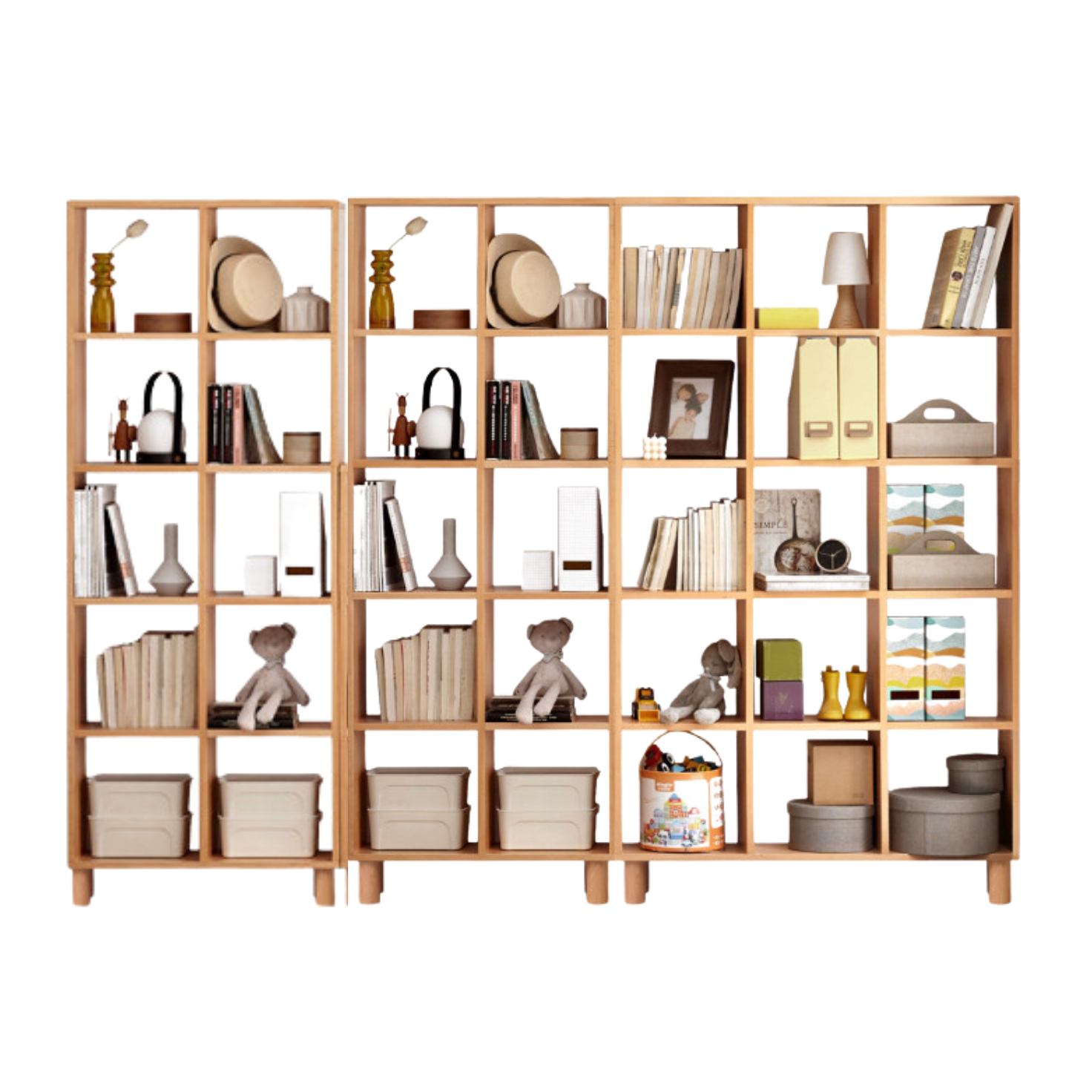 Beech, Oak Solid Wood Bookshelf Bookcase Free Combination