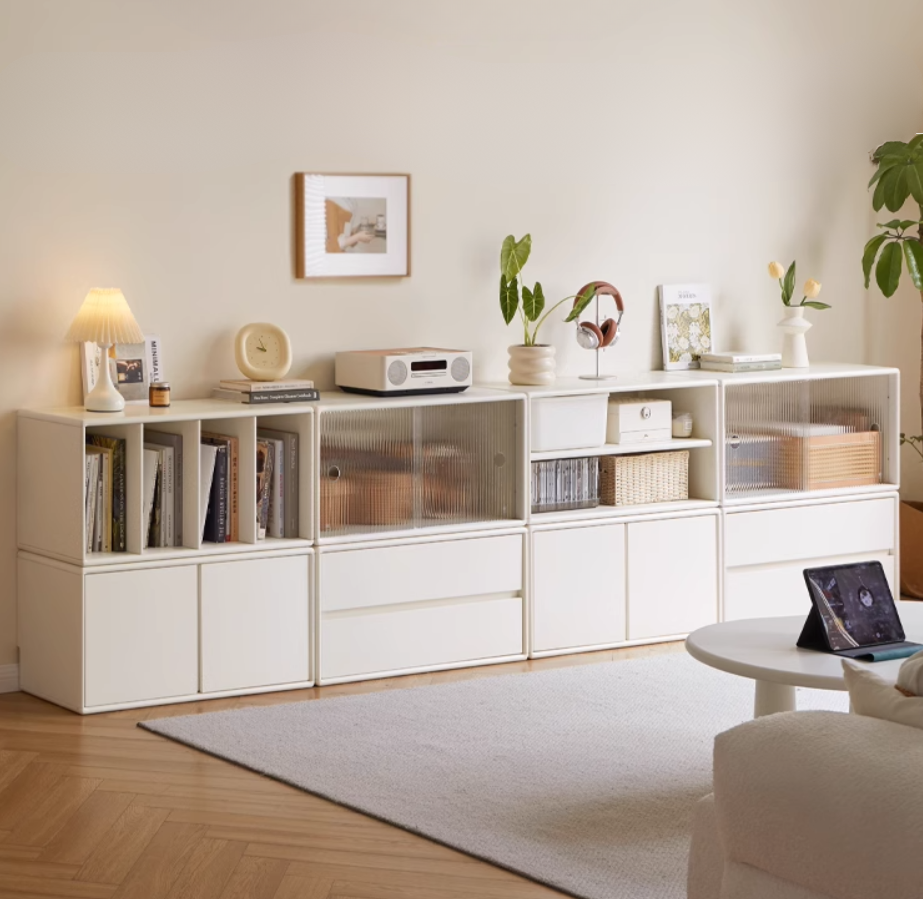 Oak Solid wood Locker Cream Style Free Combination Cabinet.