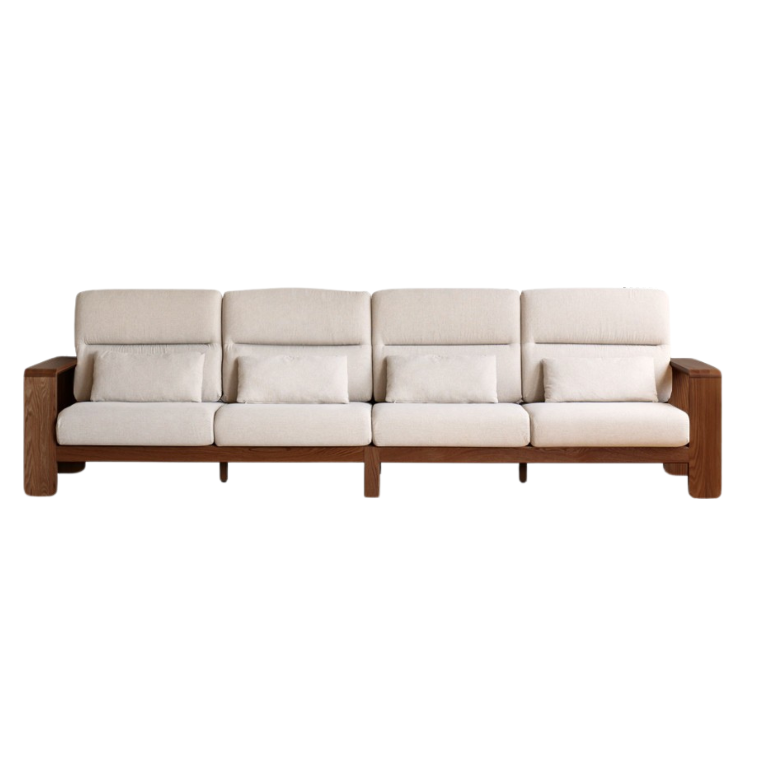 Oak Solid Wood Modern Log Style Corner Fabric Sofa.