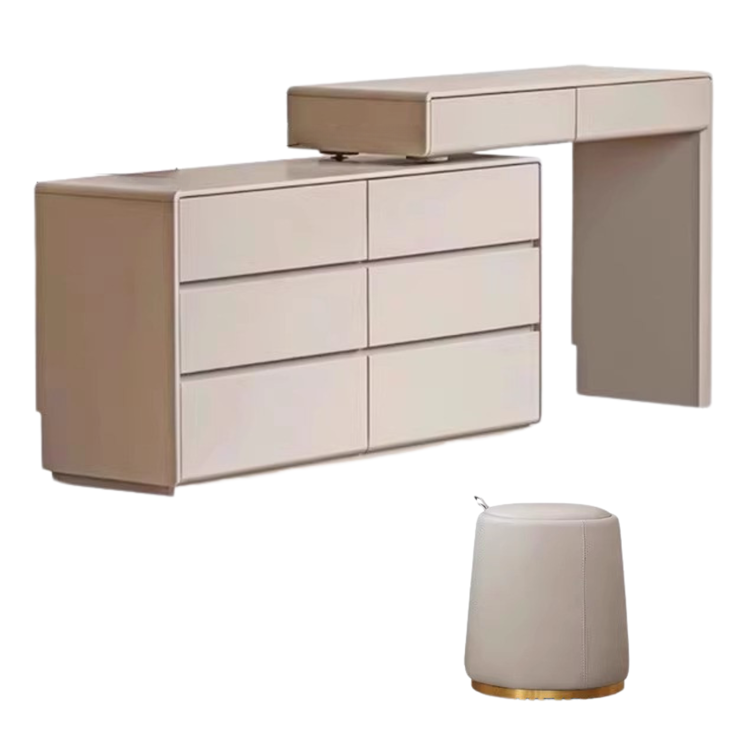 Poplar Solid Wood Retractable Dressing Table Light Luxurious Drawer