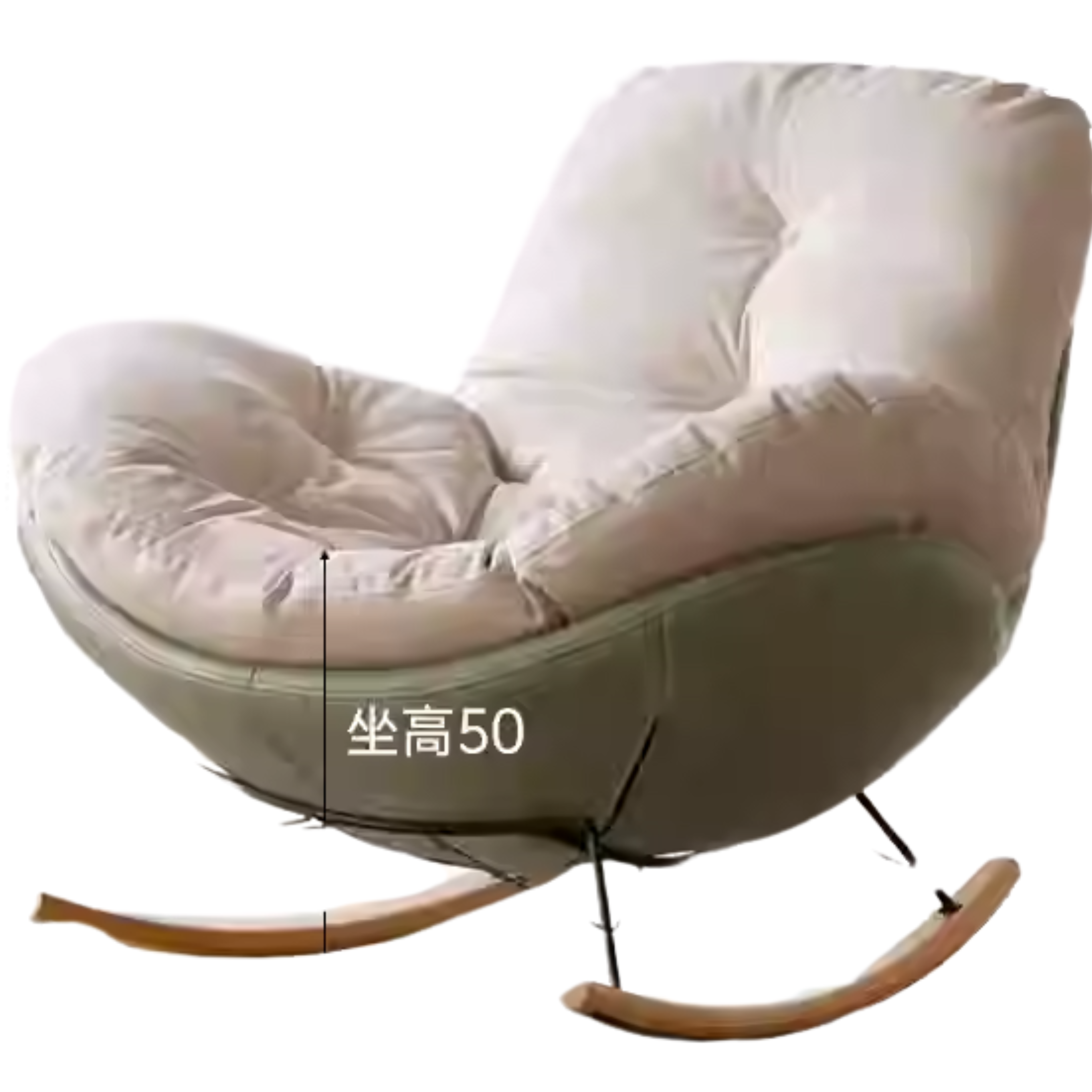 Beech Solid Wood Retro Rocking Fabric Chair