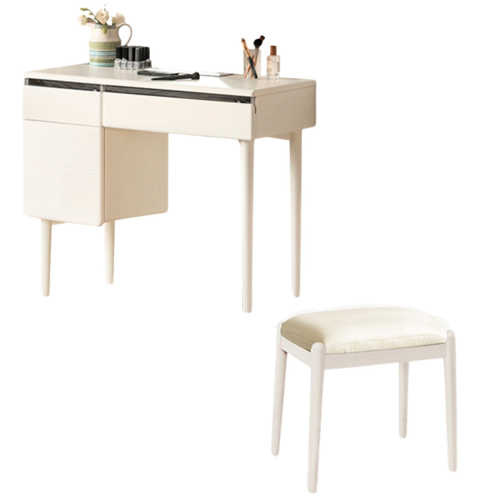 Solid Rubberwood, Poplar Solid Wood Dressing Table Warm White.