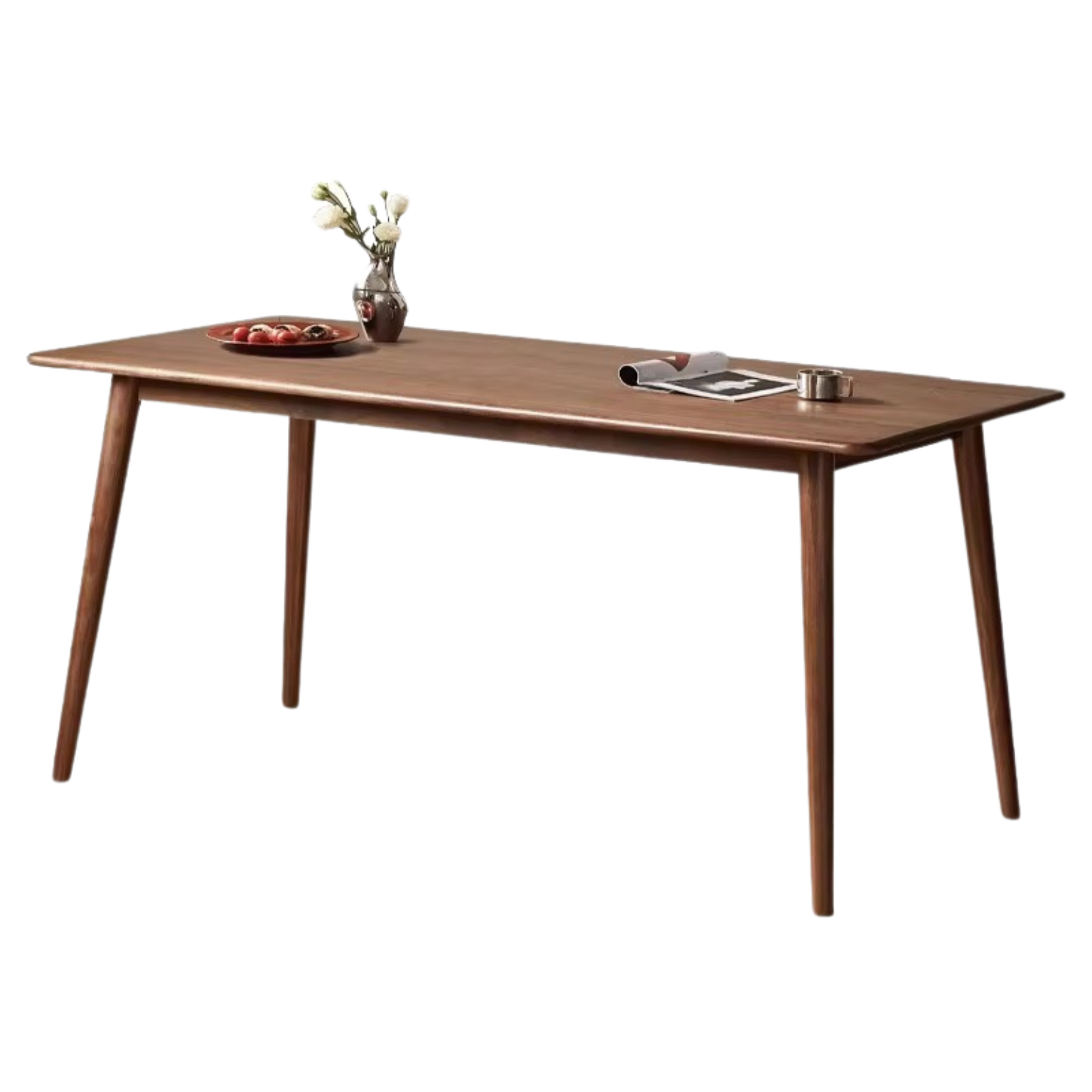 Black Walnut, Oak Solid Wood Walnut Color Dining Table