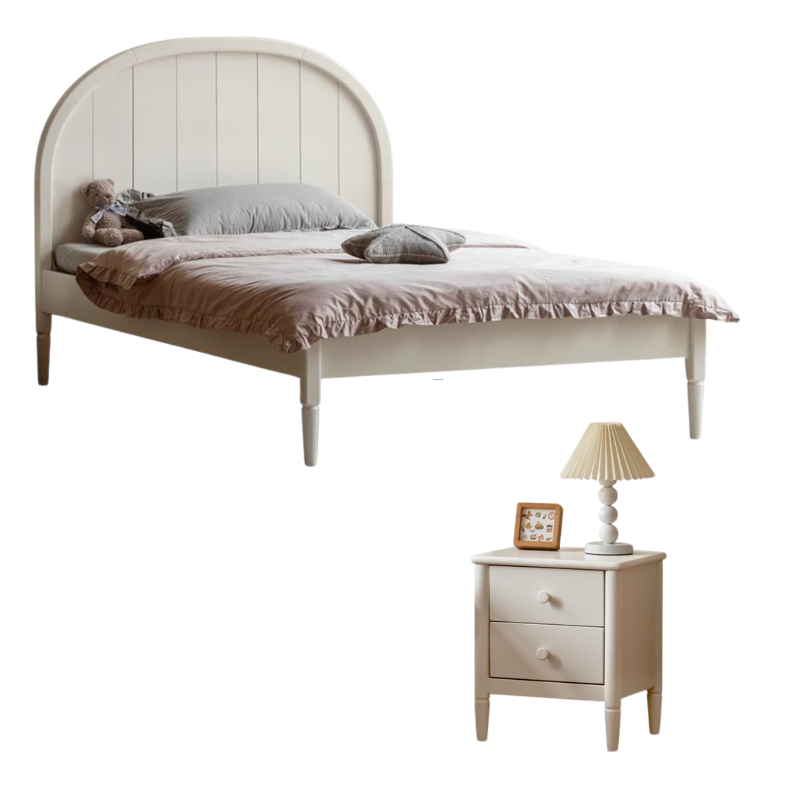 Poplar Solid Wood High Headboard Children's Bed.