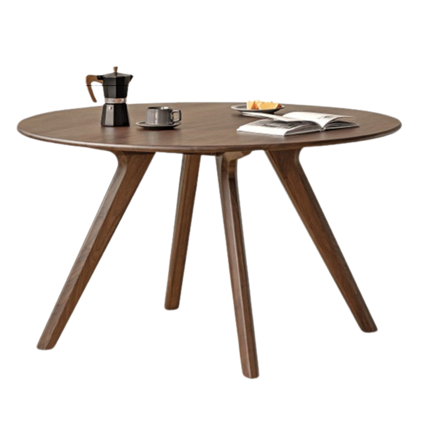 Black Walnut Solid Wood Retro Round Dining Table