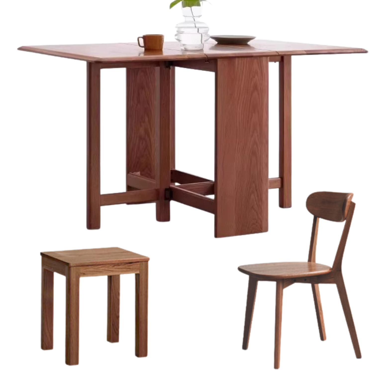Ash, Oak Solid Wood Folding Dining Table