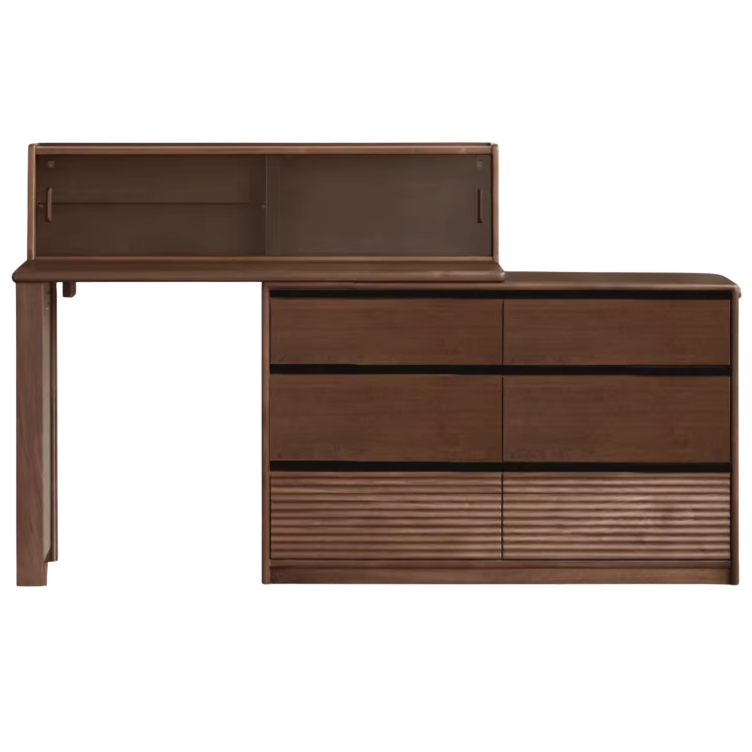 Black Walnut, Sandawood Light Luxury Retractable Dressing Table