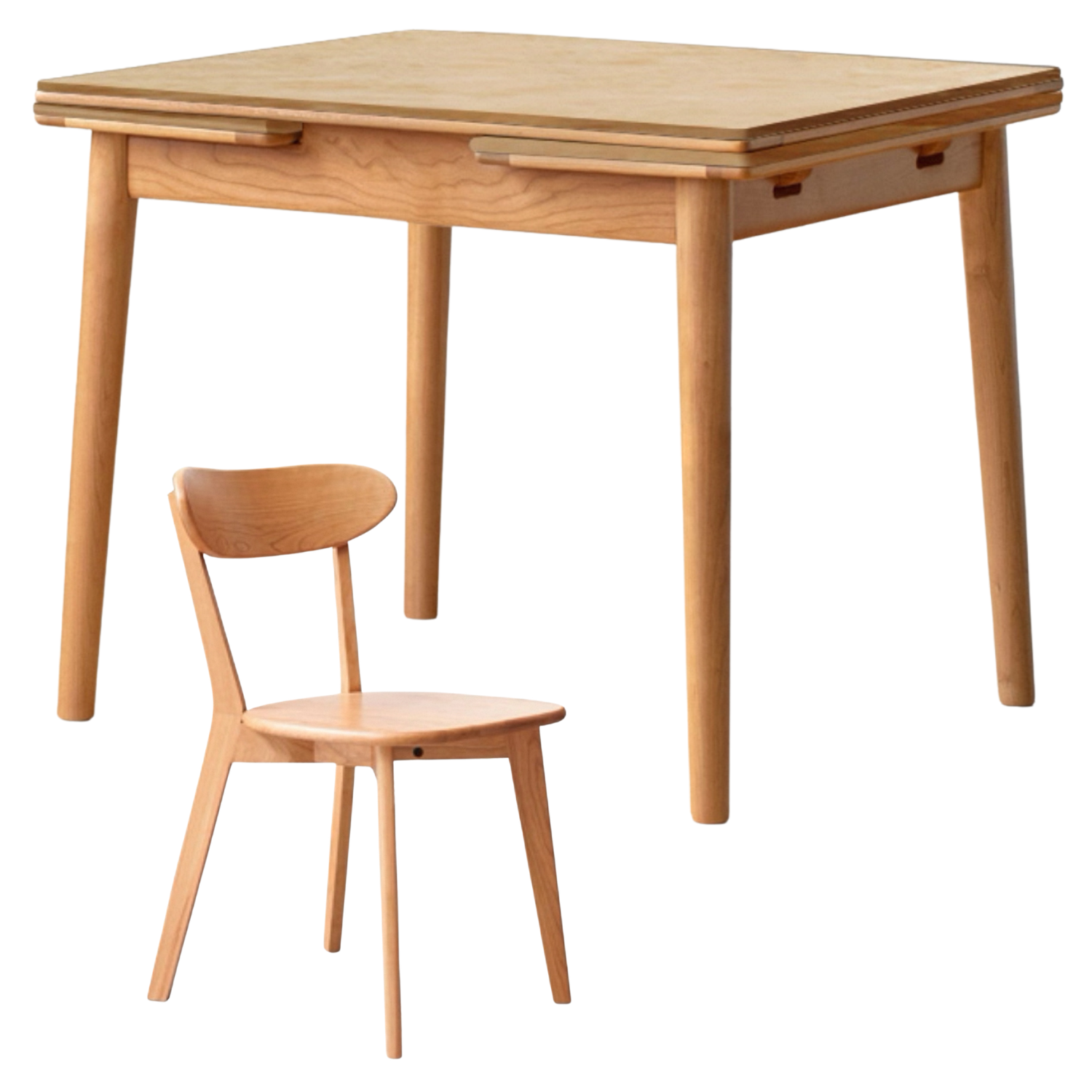 Cherry, Oak Solid Wood Extendable Slab Dining Table