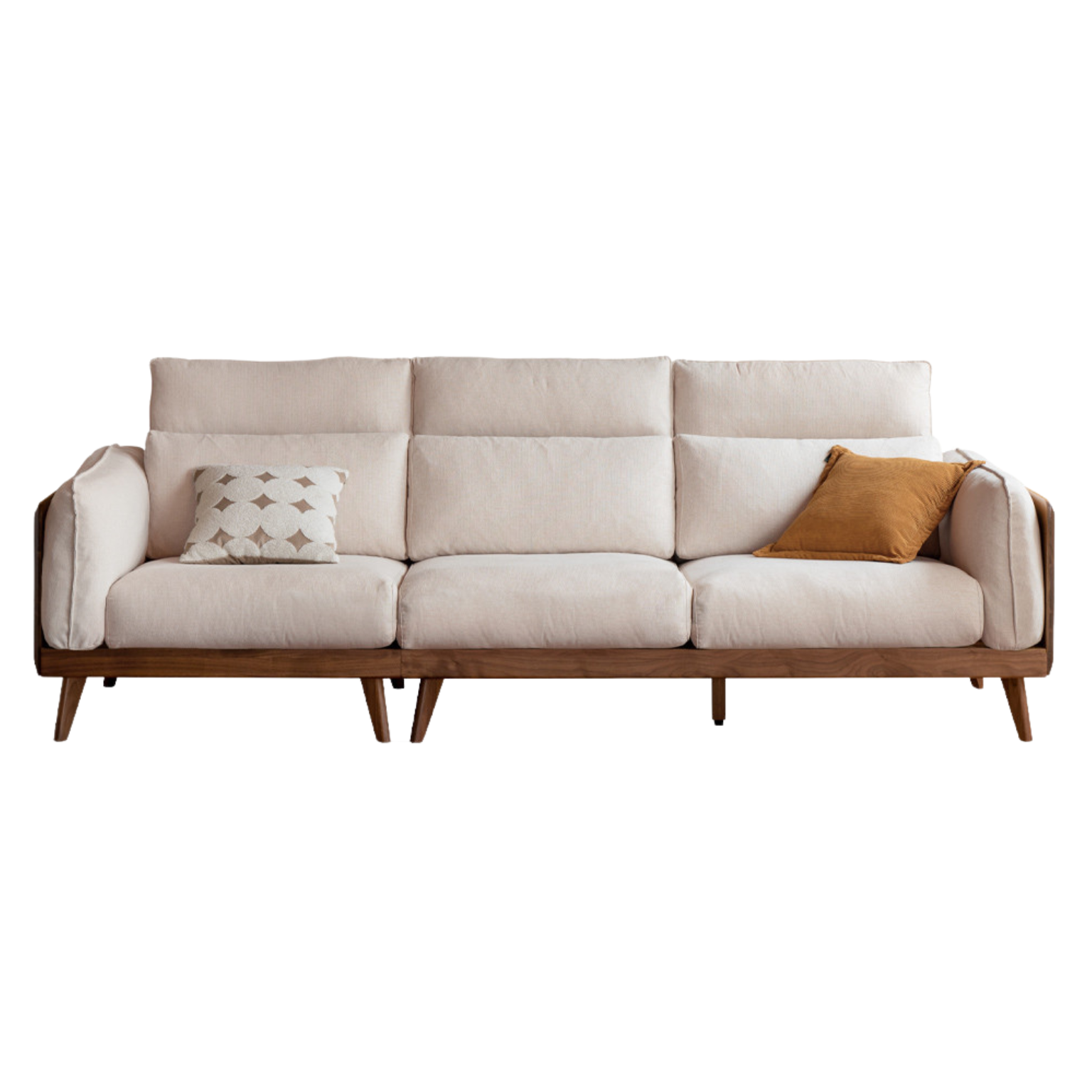 Black Walnut, Ash Solid Wood Genuine Leather Down Sofa.