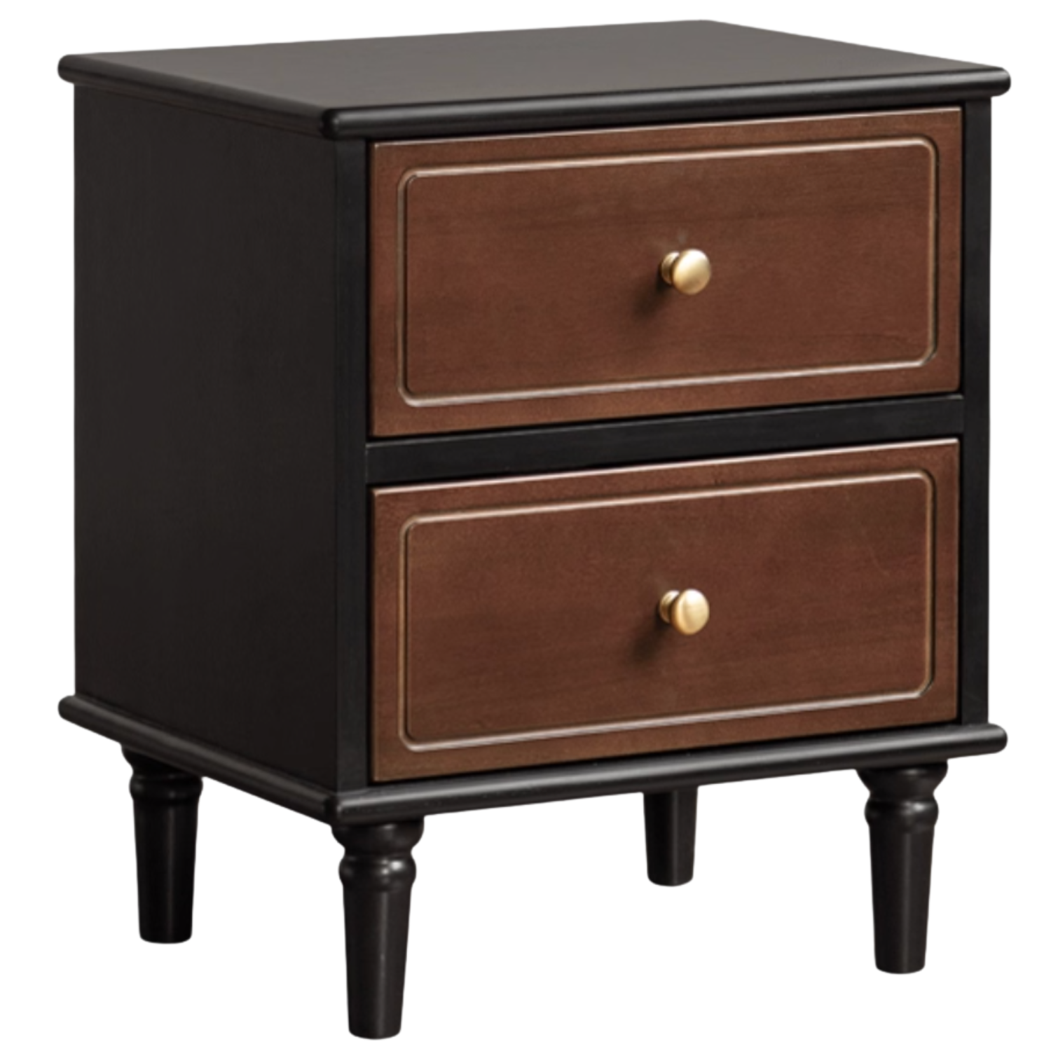 Black Walnut, Solid Rubberwood American Retro Style Nightstand