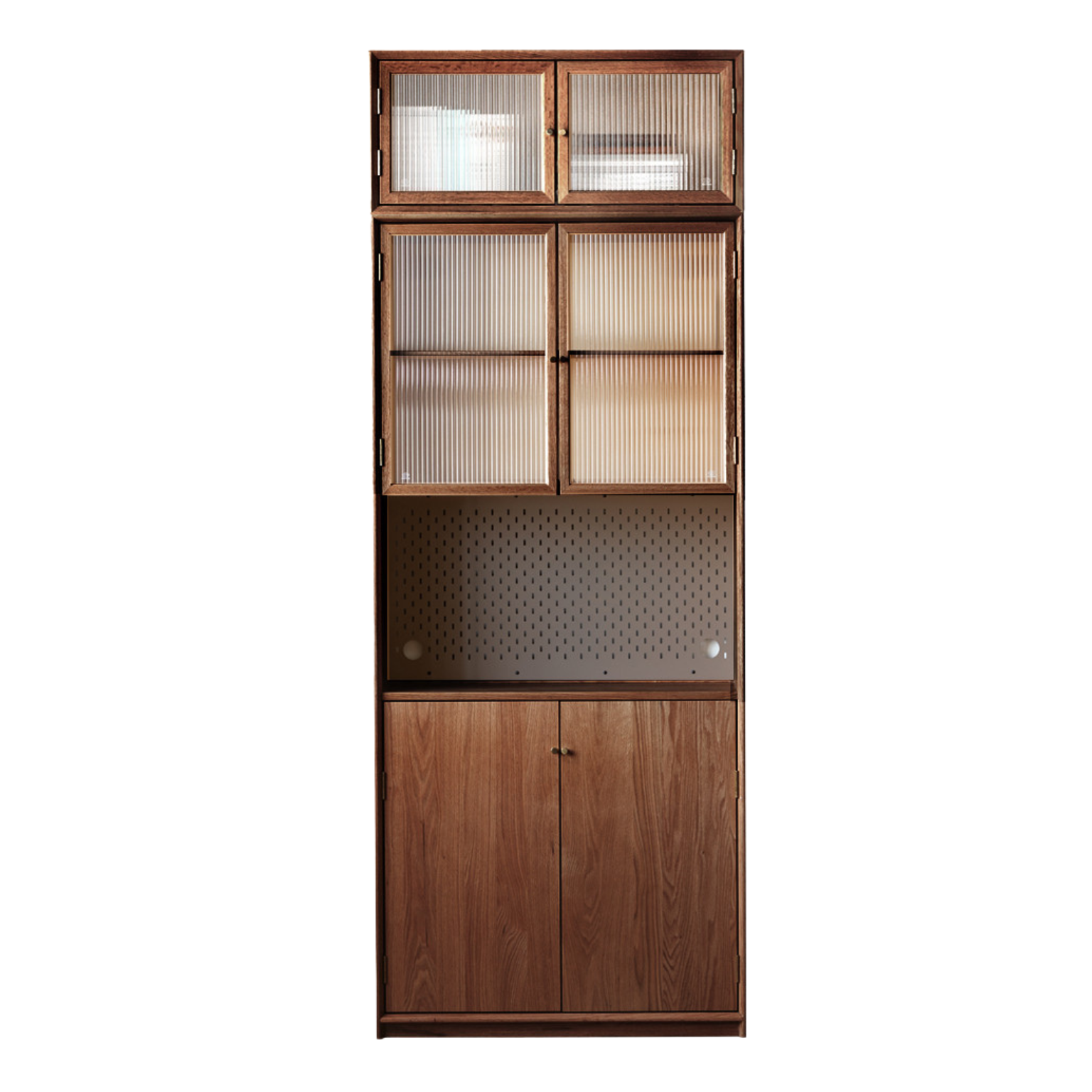 Oak, Ash Solid Wood Modular Bookcase with Glass Doors