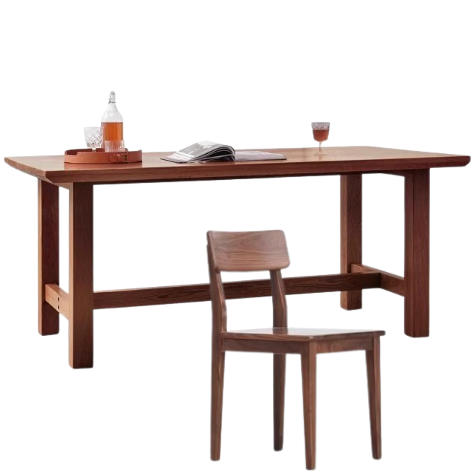 Sandalwood, Black Walnut, Oak, Ash Solid Wood Farmhouse Style Dining Table