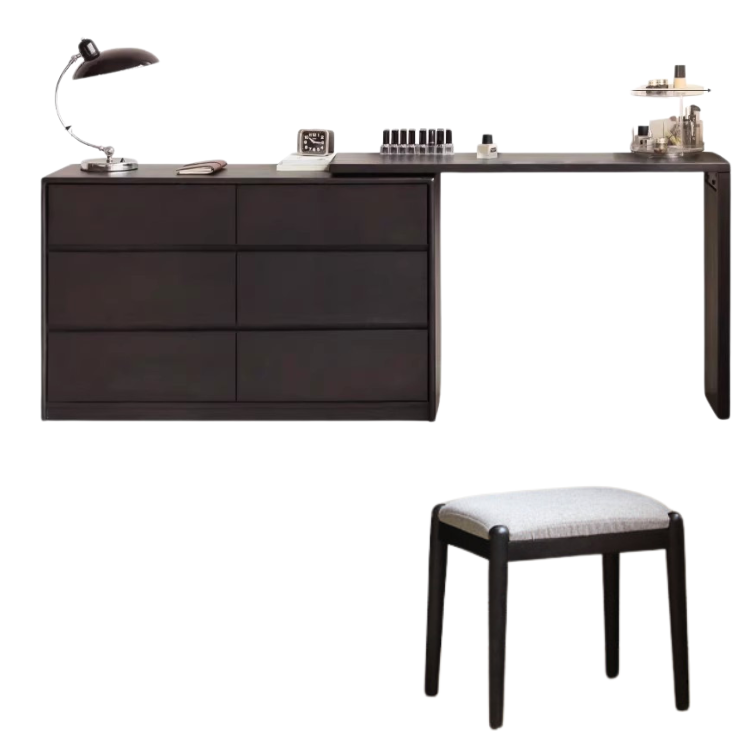Oak Solid Wood Smoky Color Retro Dressing Table.