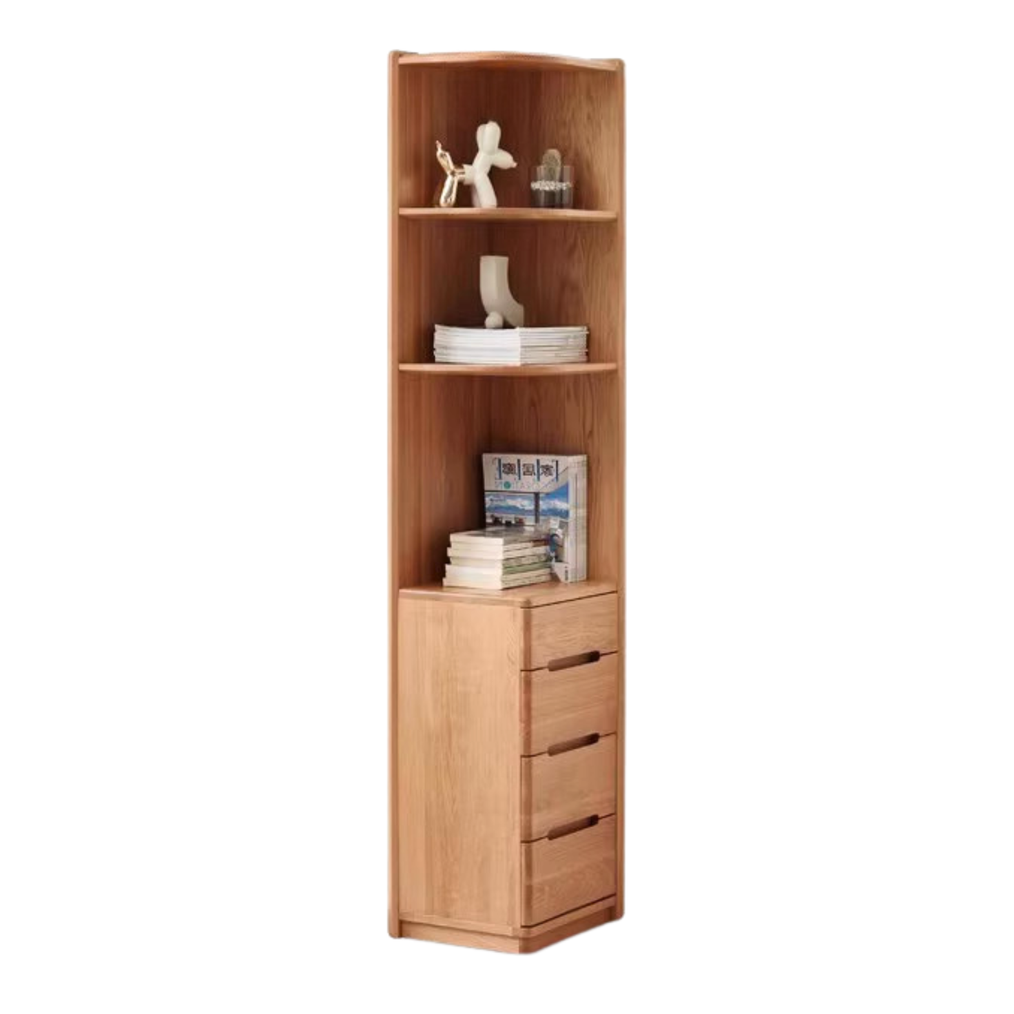 Oak Solid Wood Bookcase Free Combination Floor-to-ceiling Bookshelf
