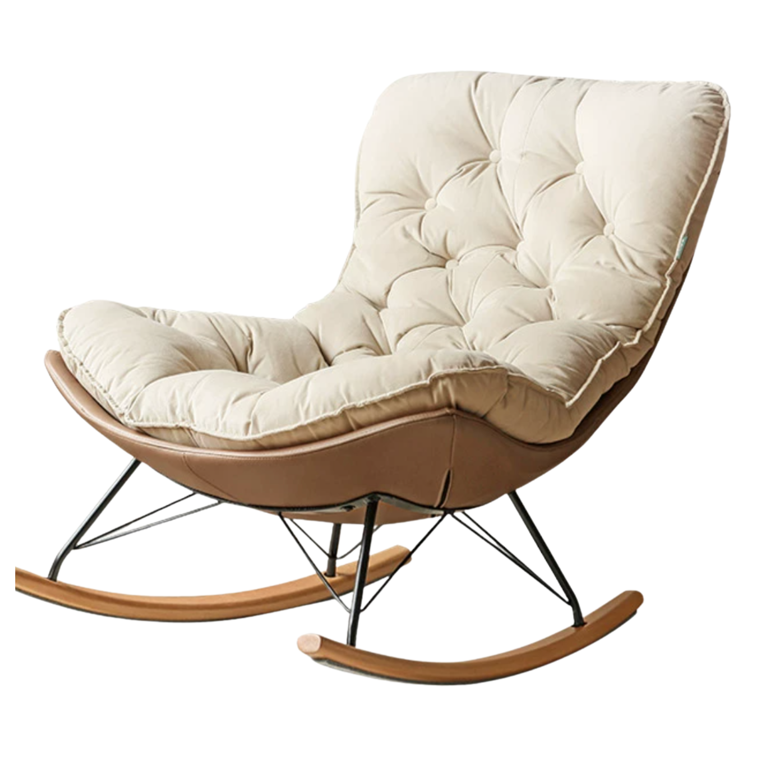 Solid Wood Modern Eggshell Rocking Chair beech legs