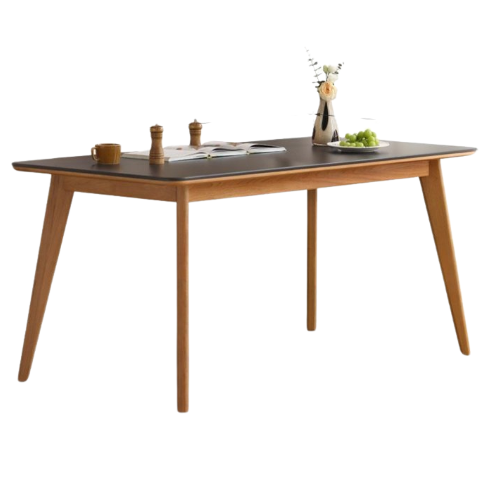 Cherry Solid Wood Retro Rock Plate Long Dining Table.