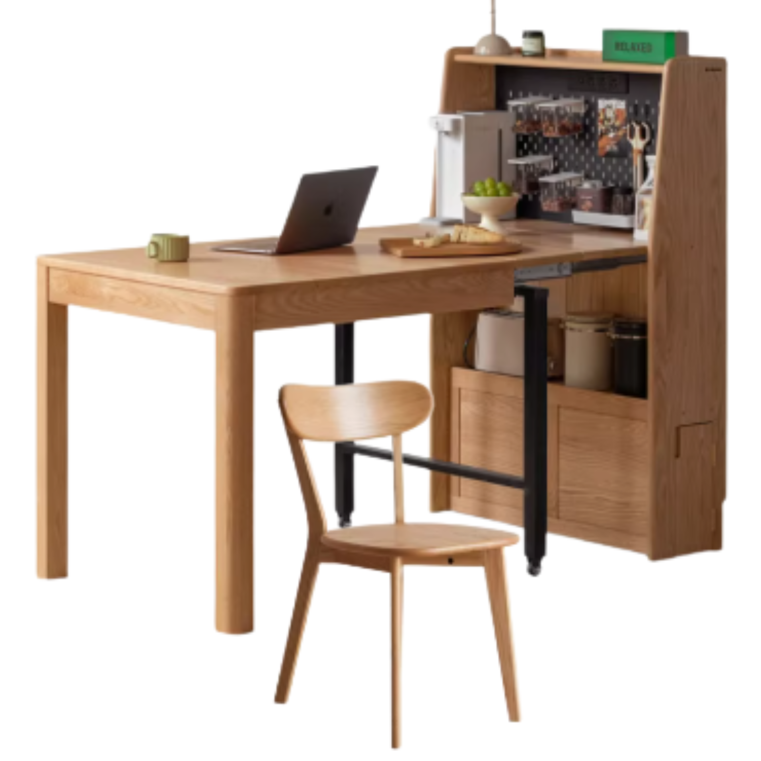 Oak Solid Wood Telescopic Dining Table Sideboard