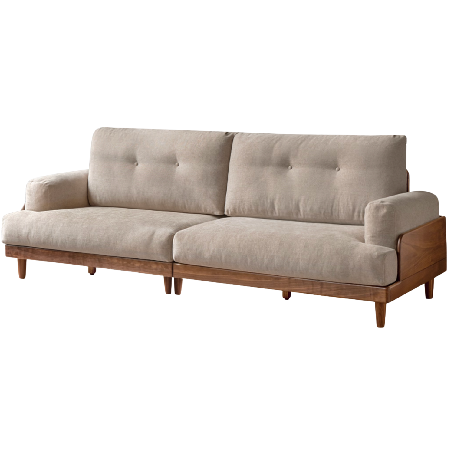 Black Walnut Solid Wood Leather, Fabric Sofa Modern.