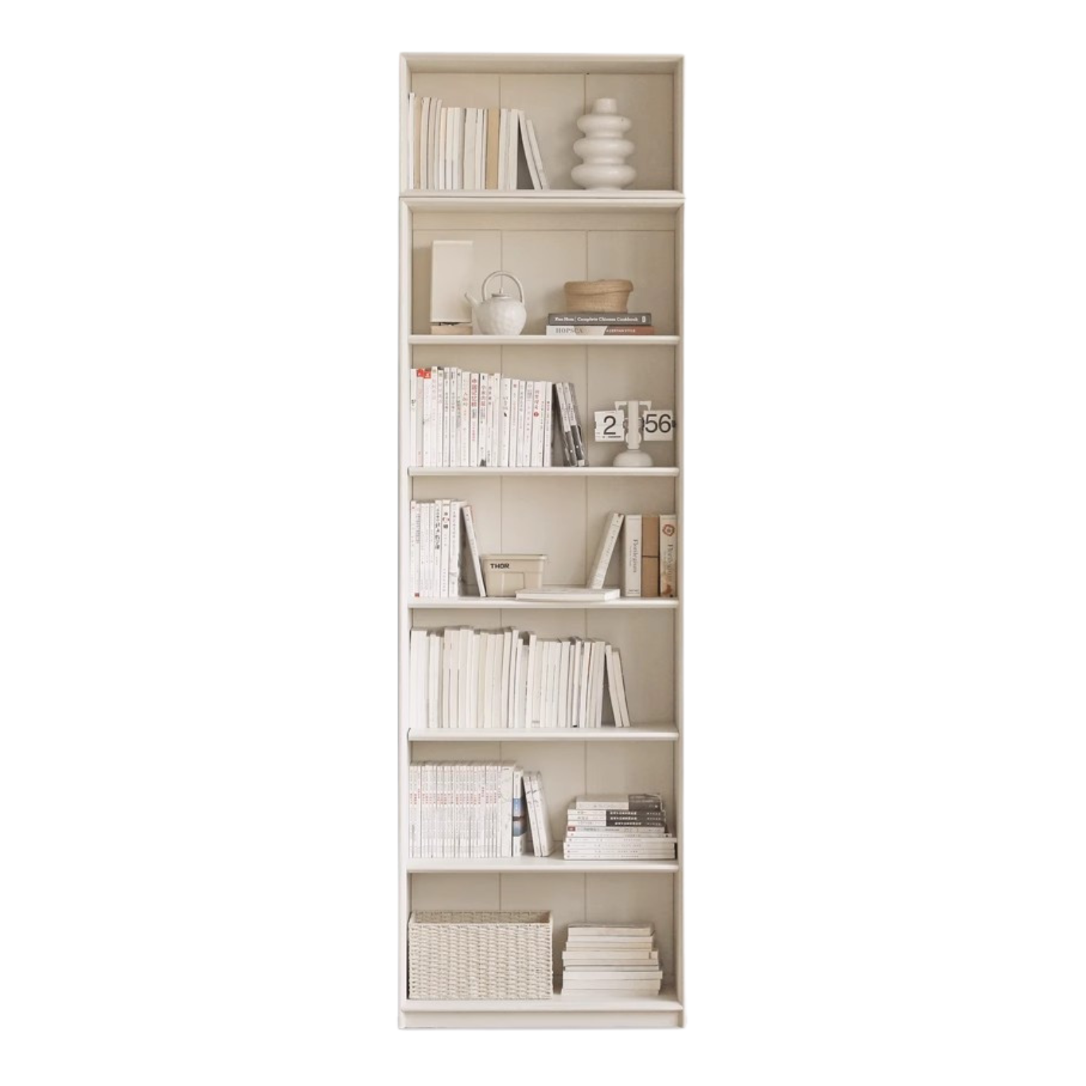 Oak Solid Wood Combination Bookcase Glass Door Floor-to-ceiling Bookshelf