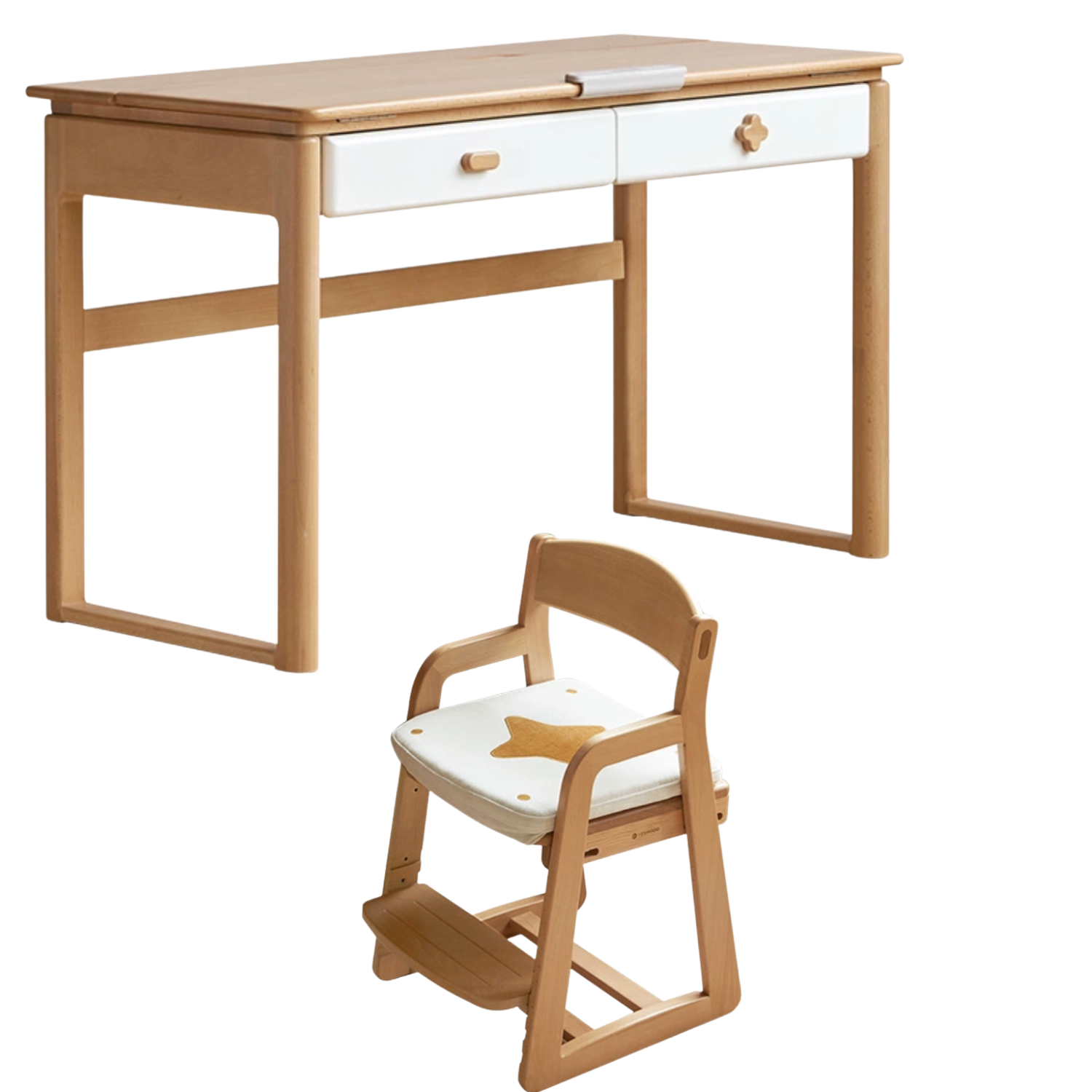 Beech Solid Wood Kids Learning Desk with Eye Protection Lamp