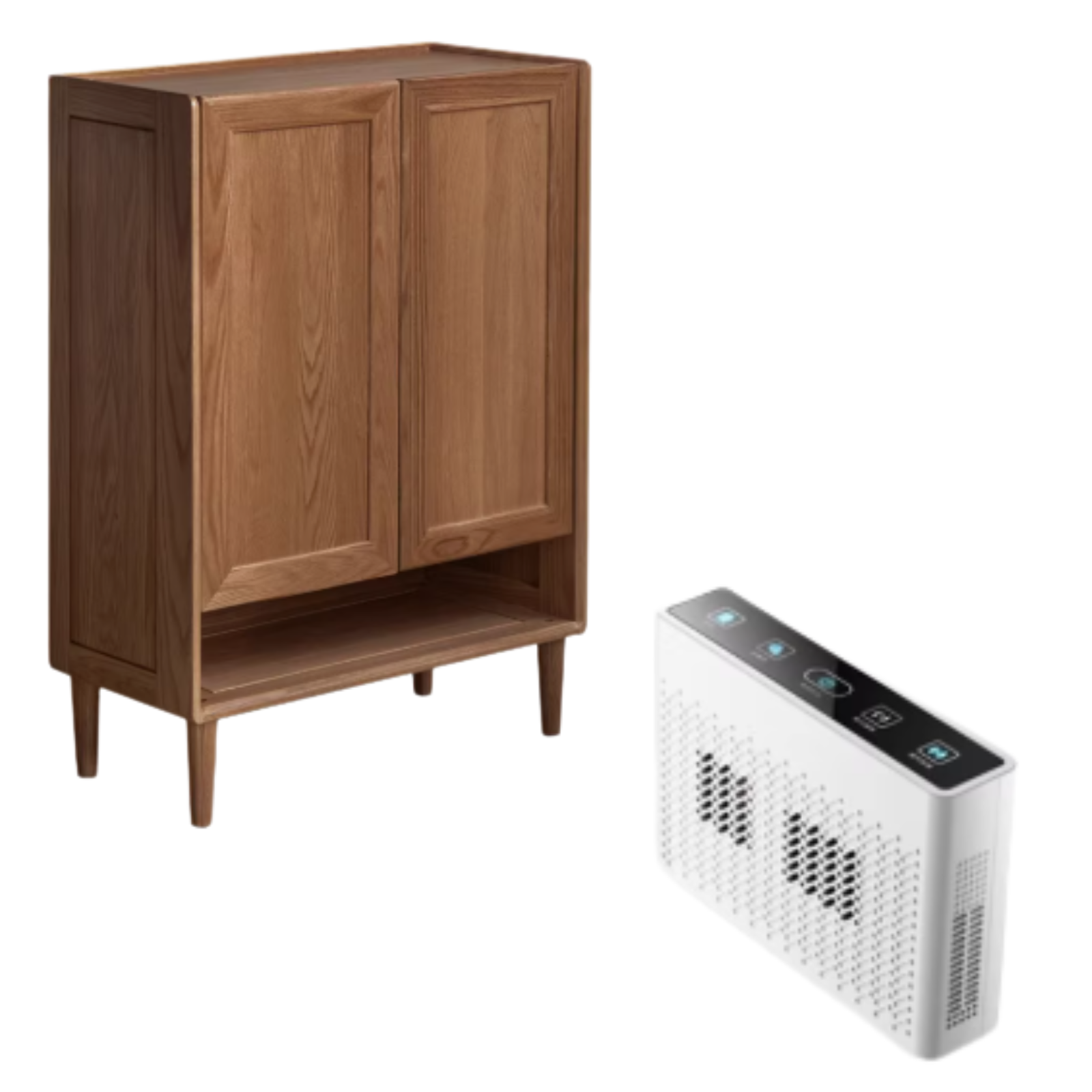 Oak Solid Wood, Solid Rubberwood Shoe Cabinet, Shoe Changing