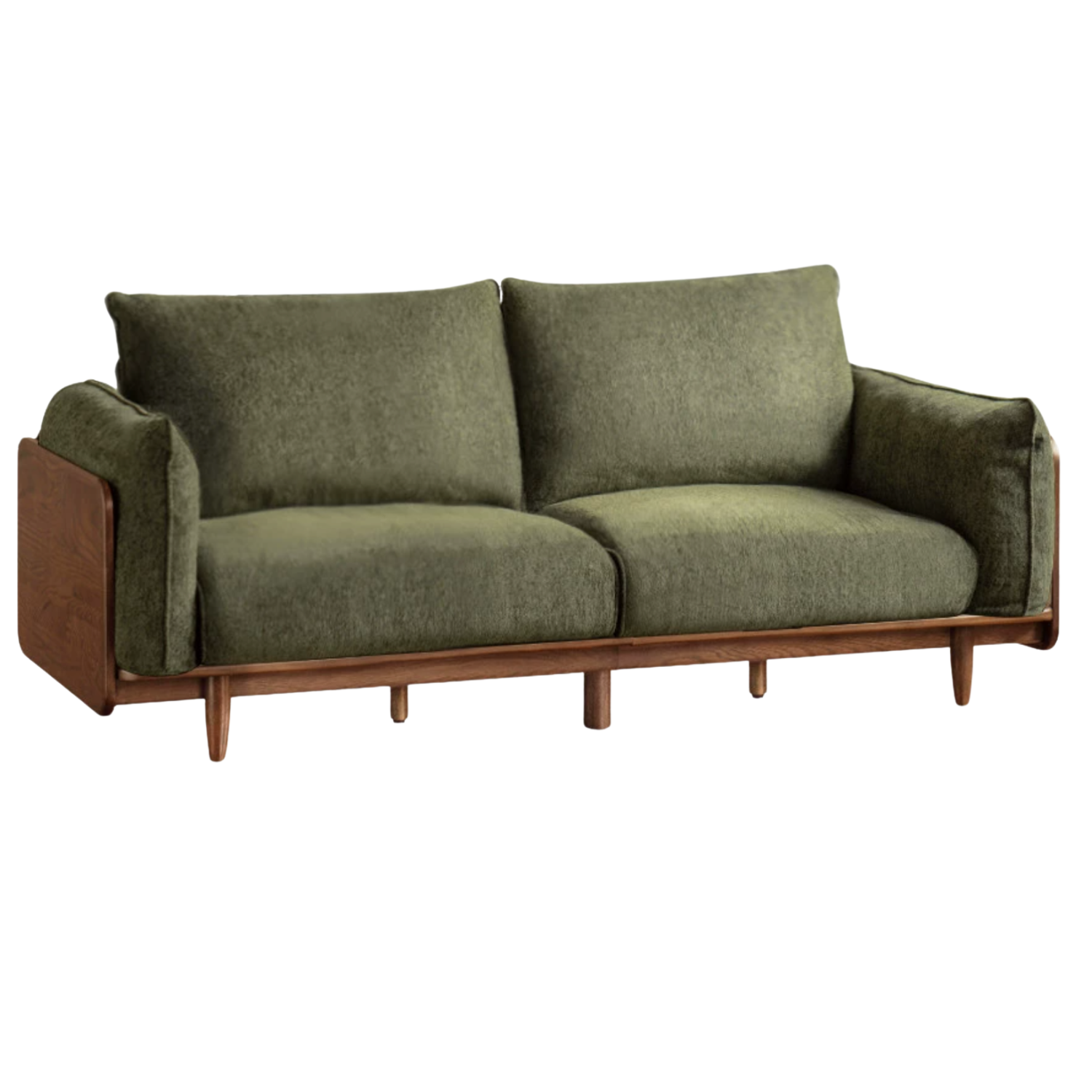 Black Walnut, Oak Solid Wood Fabric High-Back Sofa