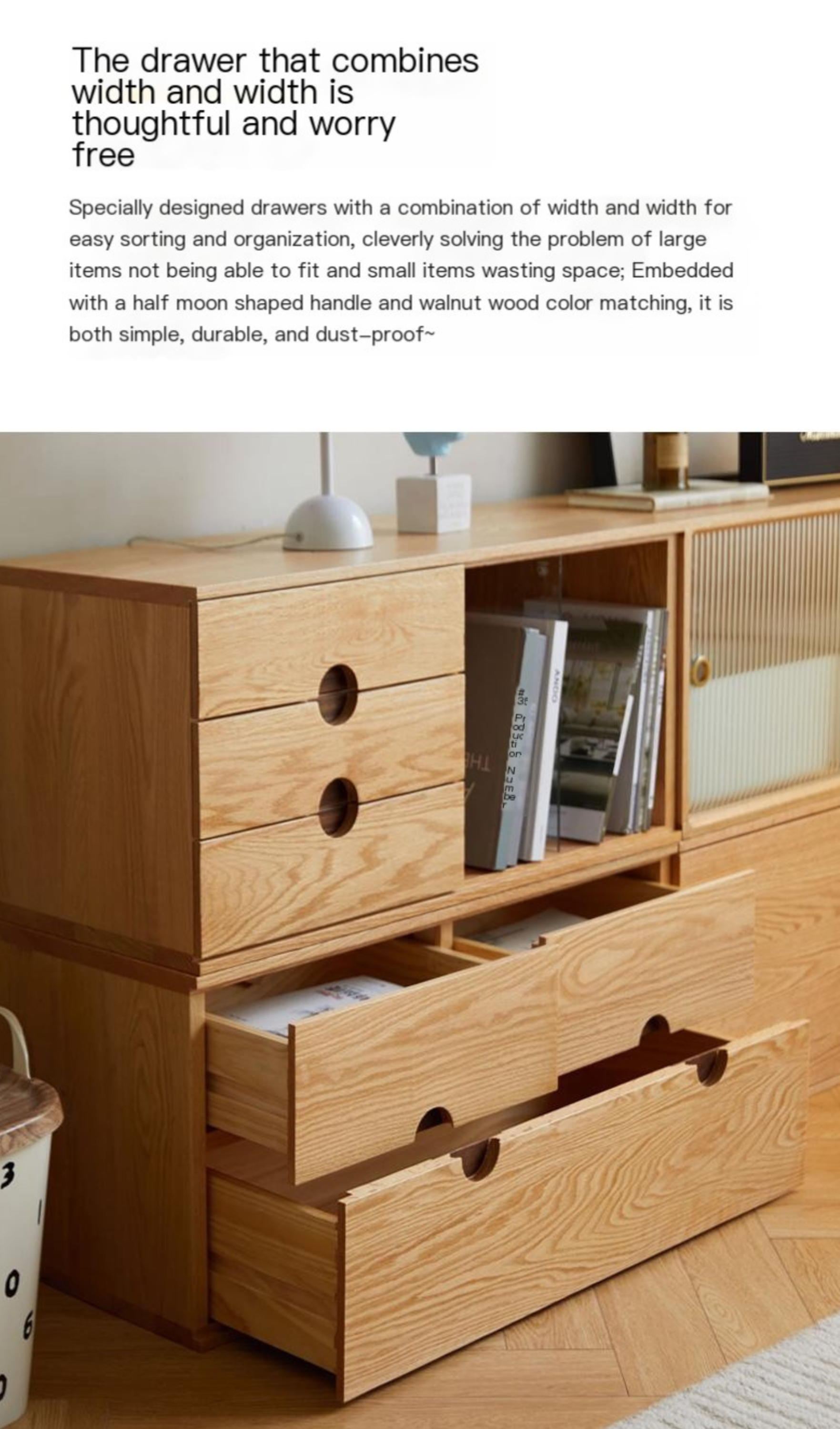 Oak Solid Wood Modern TV Cabinet.
