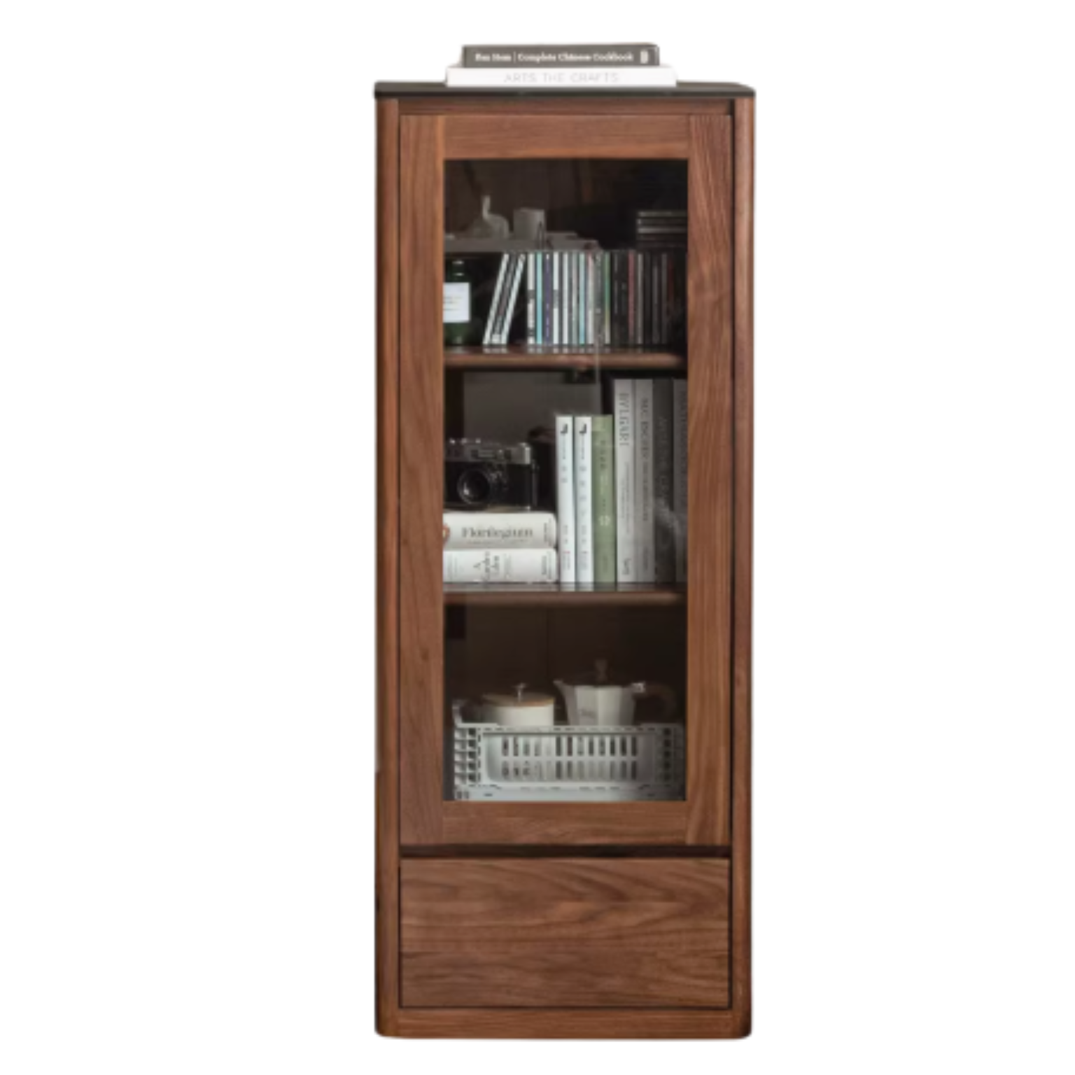 Black Walnut, Sandalwood Solid Wood Rock Slab Side Cabinet