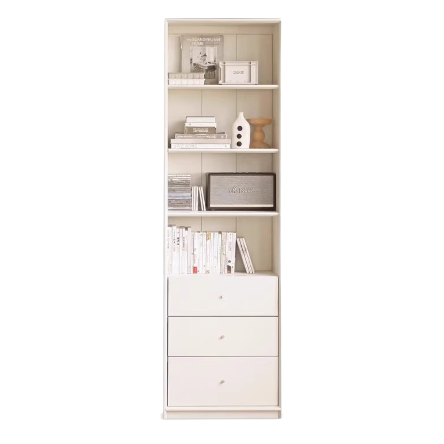 Oak Solid Wood Combination Bookcase Glass Door Floor-to-ceiling Bookshelf