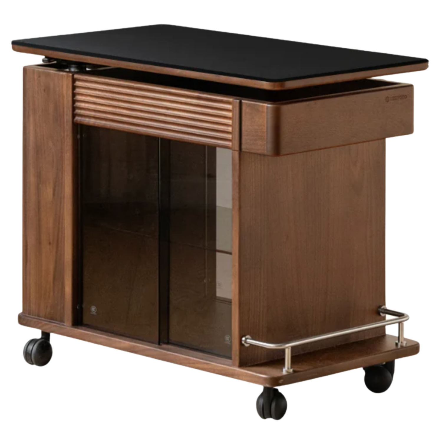 Black Walnut, Golden Pear, Golden Rosewood, Birch Solid Wood Rolling Side Table – Modern End Table