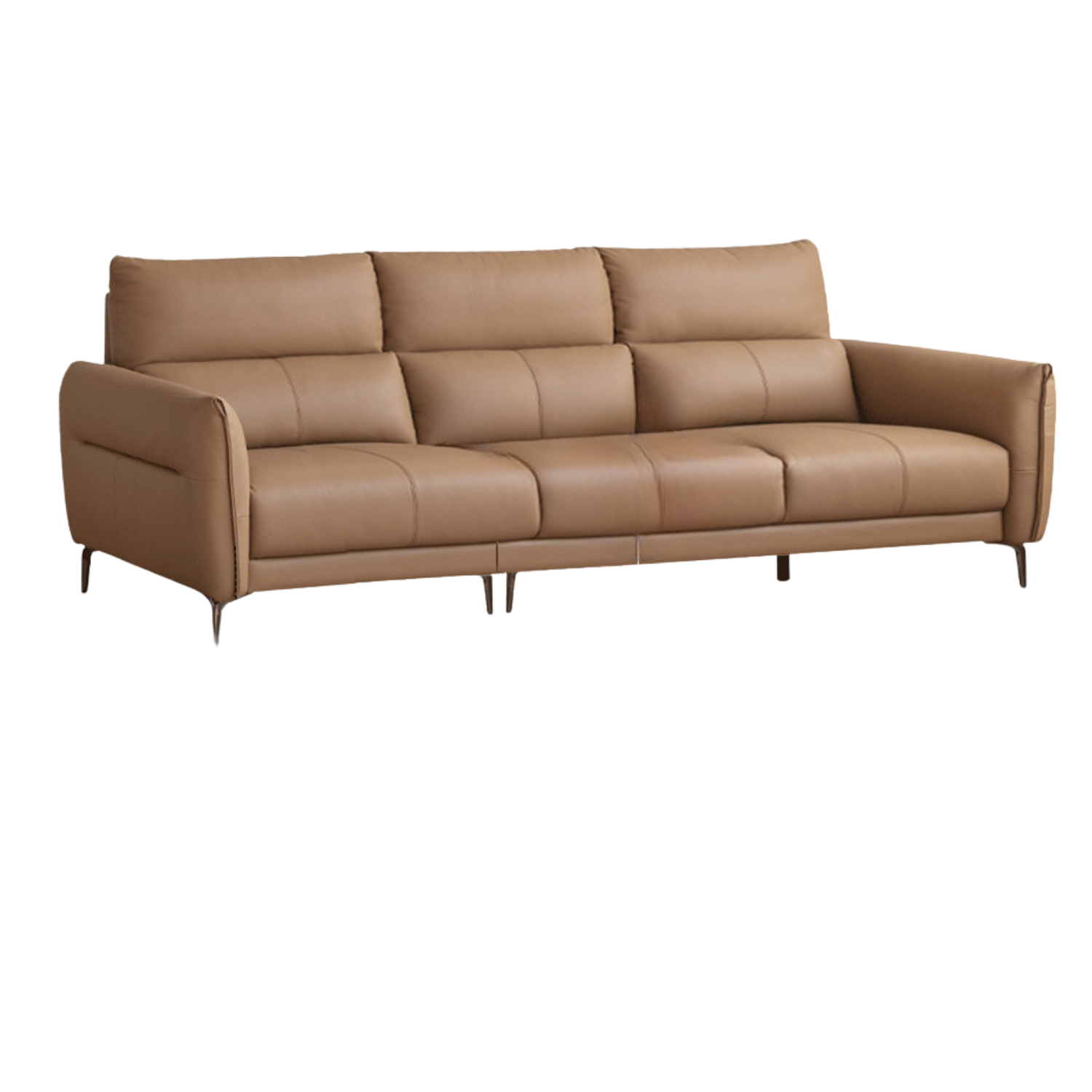 Genuine Leather High-Back Modern Sofa