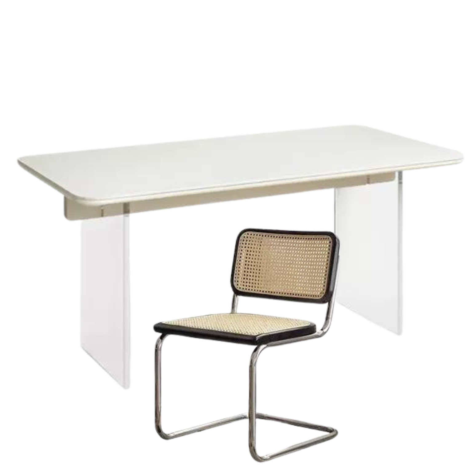 Solid Rubberwood Suspended Dining Table With Slate Top