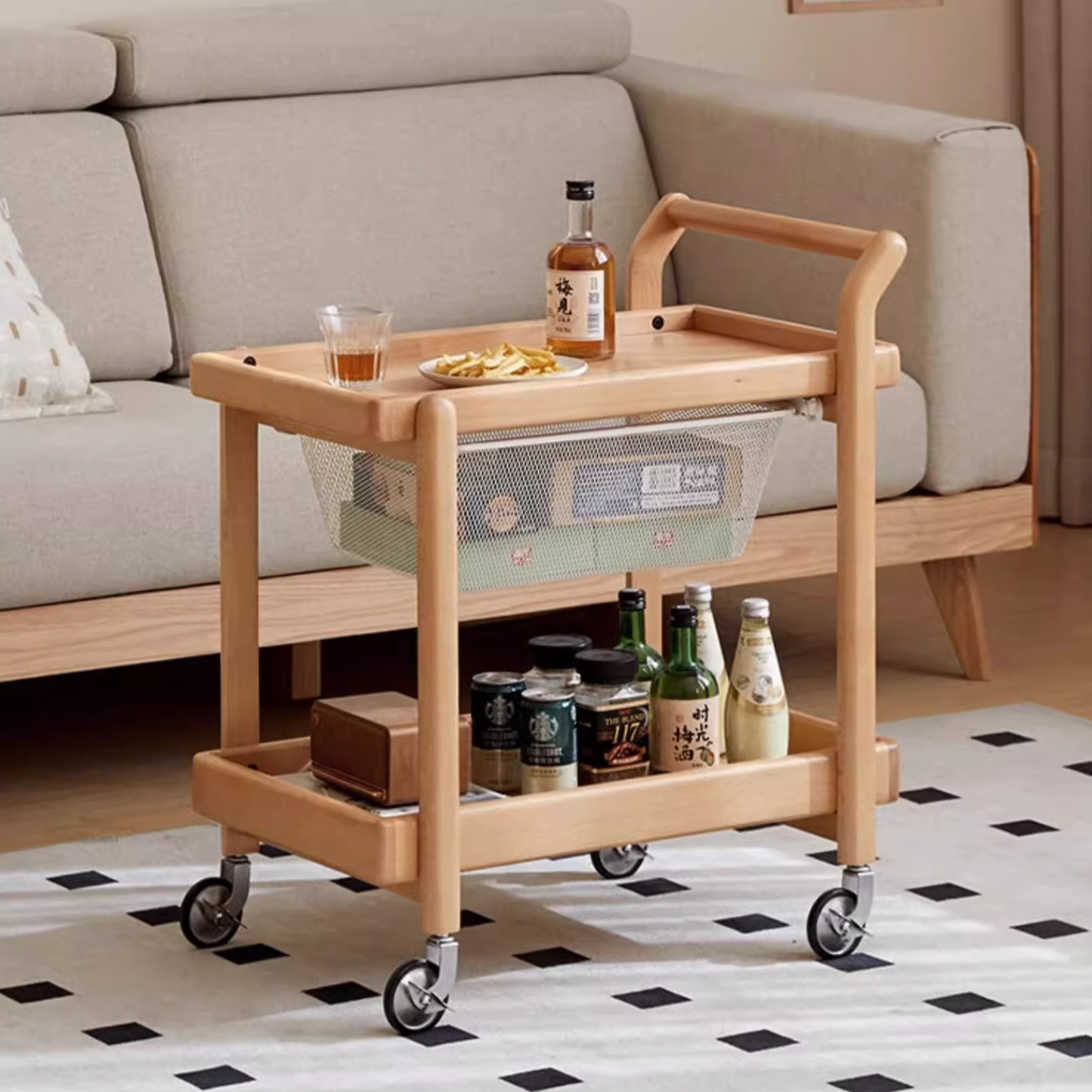 Beech Solid Wood Modern Side Table