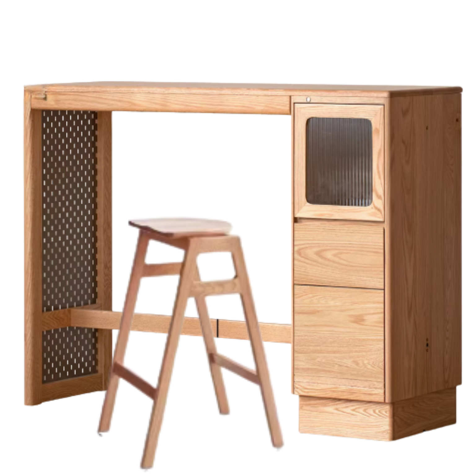 Oak Solid Wood Bar Cabinet Partition Cabinet High Foot Table