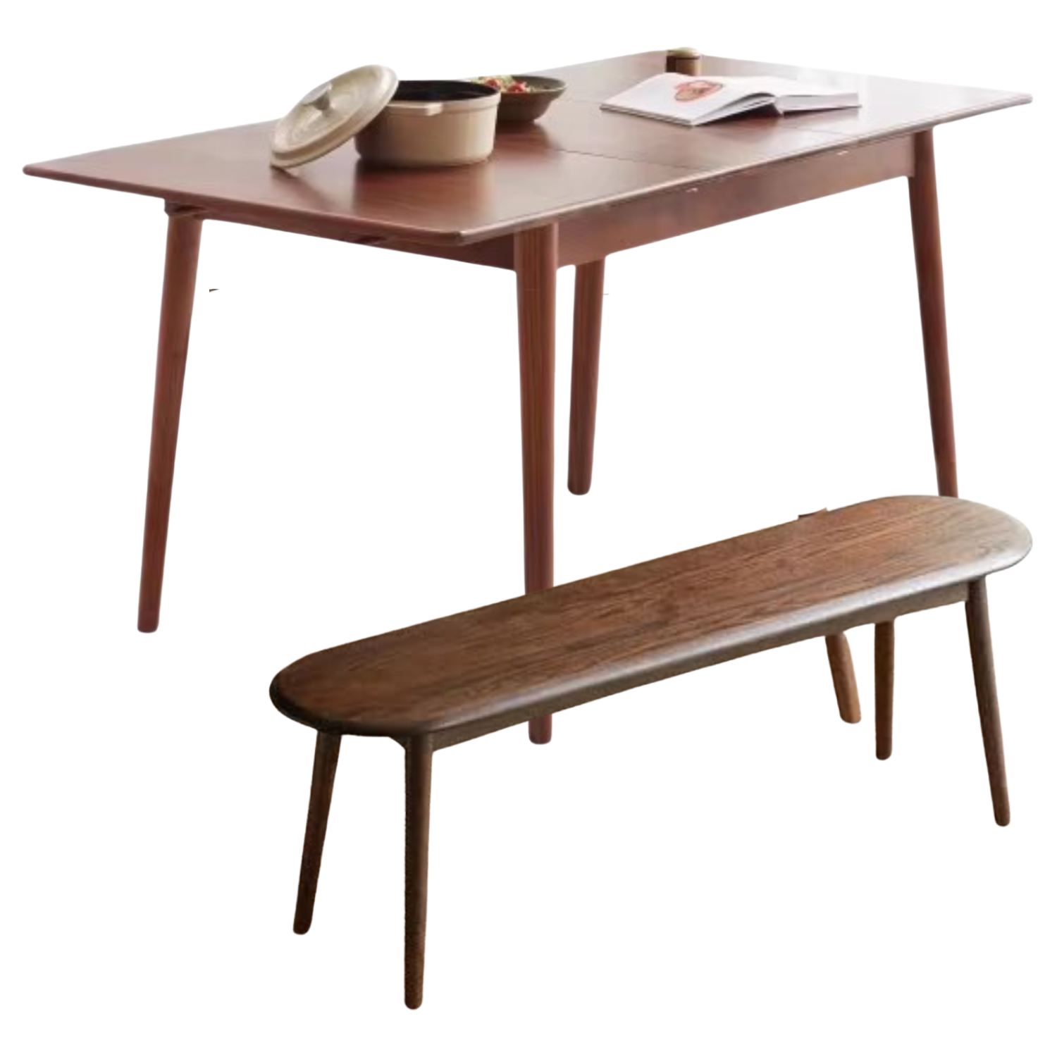 Oak Solid Wood Telescopic Folding Dining Table