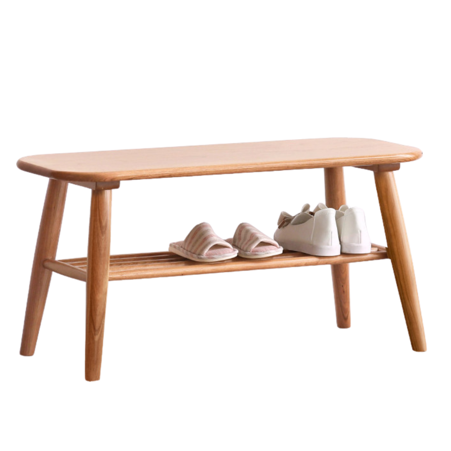 Oak, Solid Rubberwood Shoe Bench