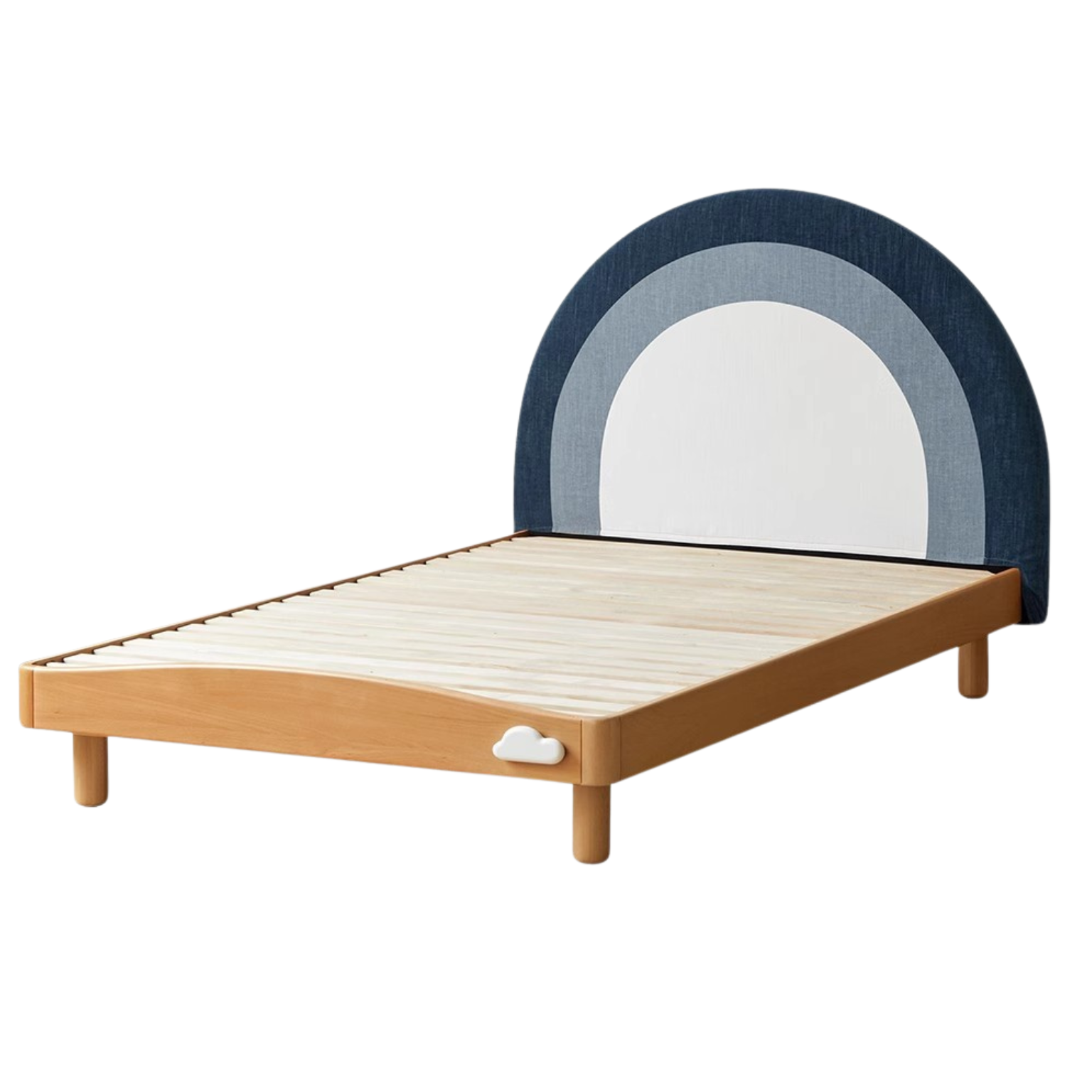 Beech Solid Wood Children's Rainbow Montessori Platform Bed.