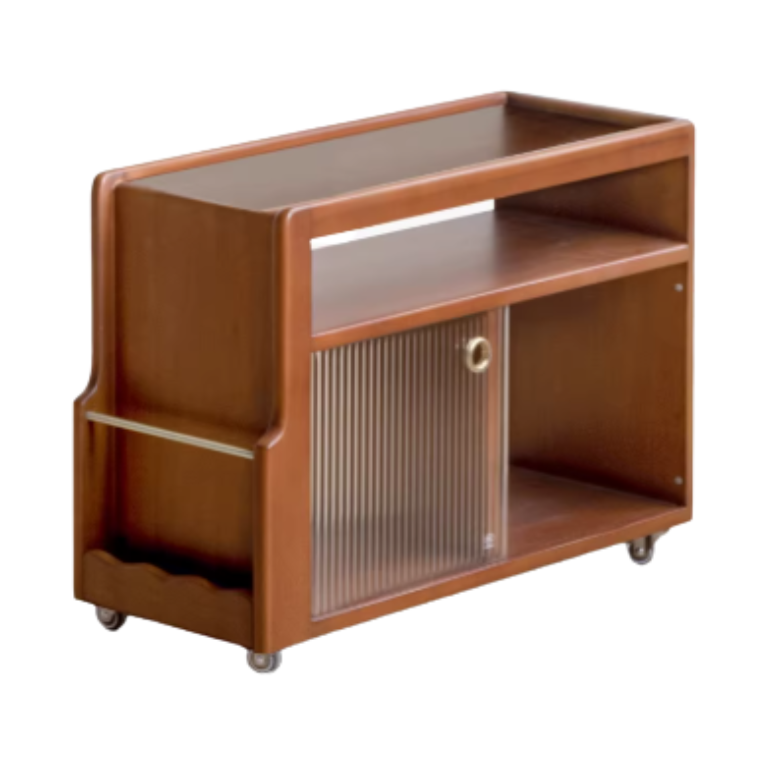 Oak, Beech, Poplar, Black Walnut Solid Wood Mobile Glass Side Table