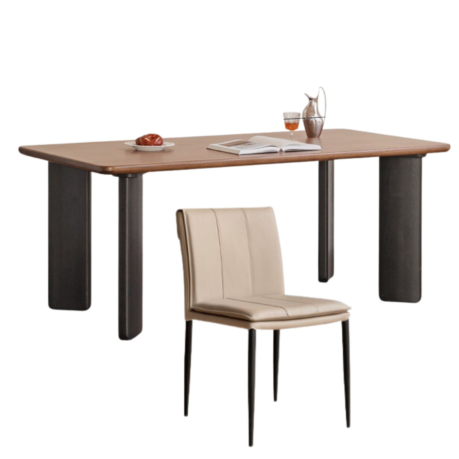 Black Walnut Solid Wood Light Luxury Rectangular Dining Table