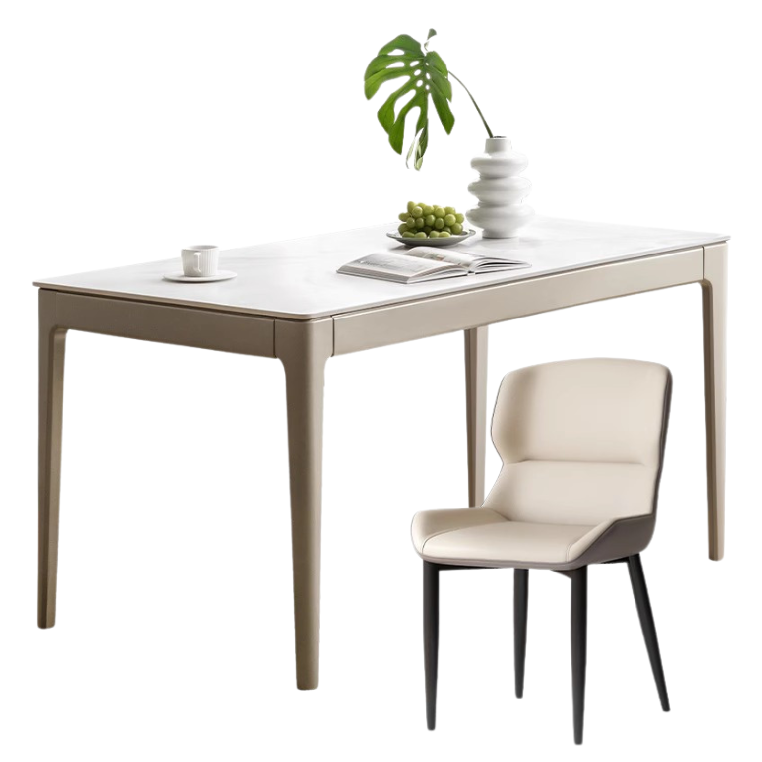 Poplar Solid Wood Light Luxury Slate Dining Table