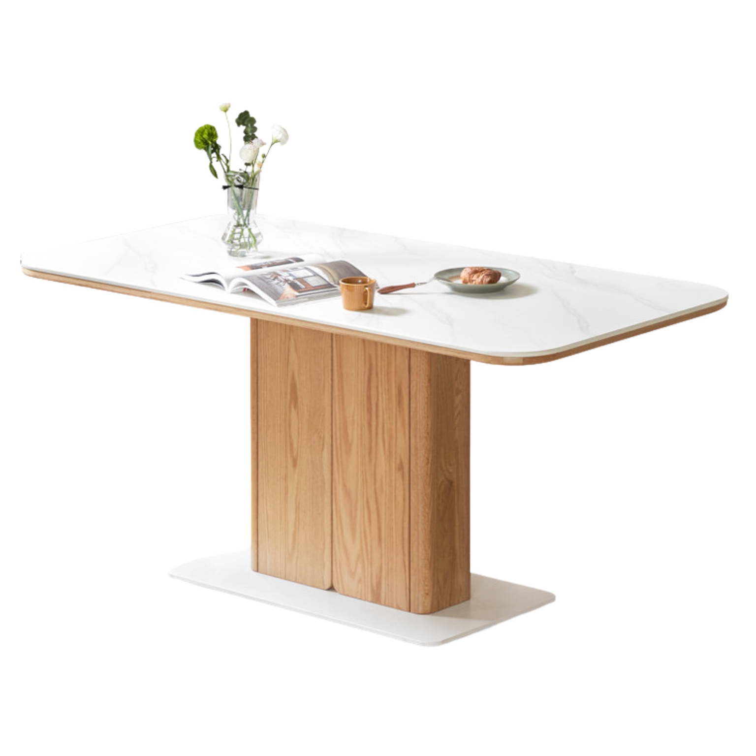 Oak Rock Plate Italian Standing Long Dining Table