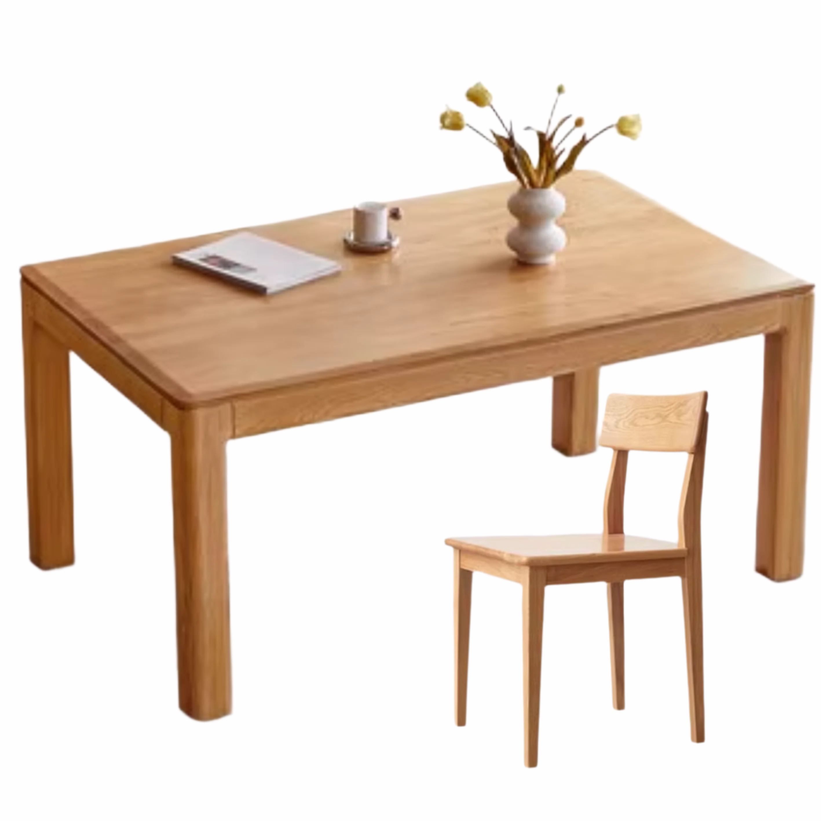 Oak, Red Oak Solid Wood Rectangular Dining Table