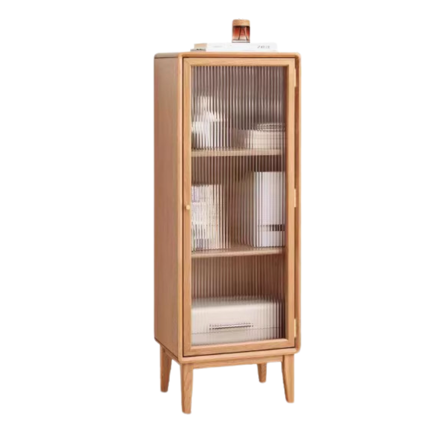 Oak, Beech Solid Wood Side Cabinet, Small Bookcase